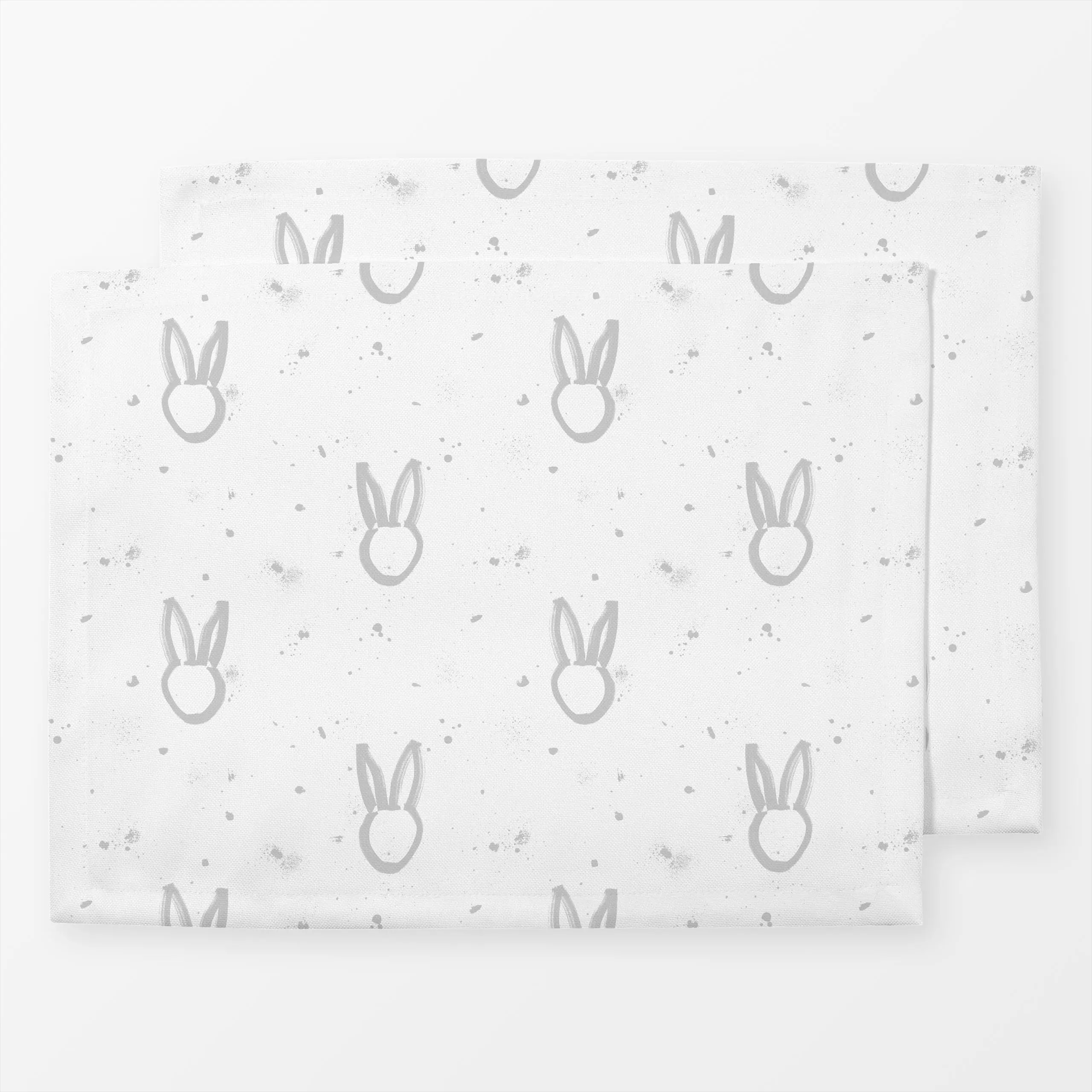 Tischset Osterhase mit Punkten 2 - Frühling, Tiere - von „Primus Pattern"; Punkte, grau, Hase, Ostern, Osterhase, monochrom,...