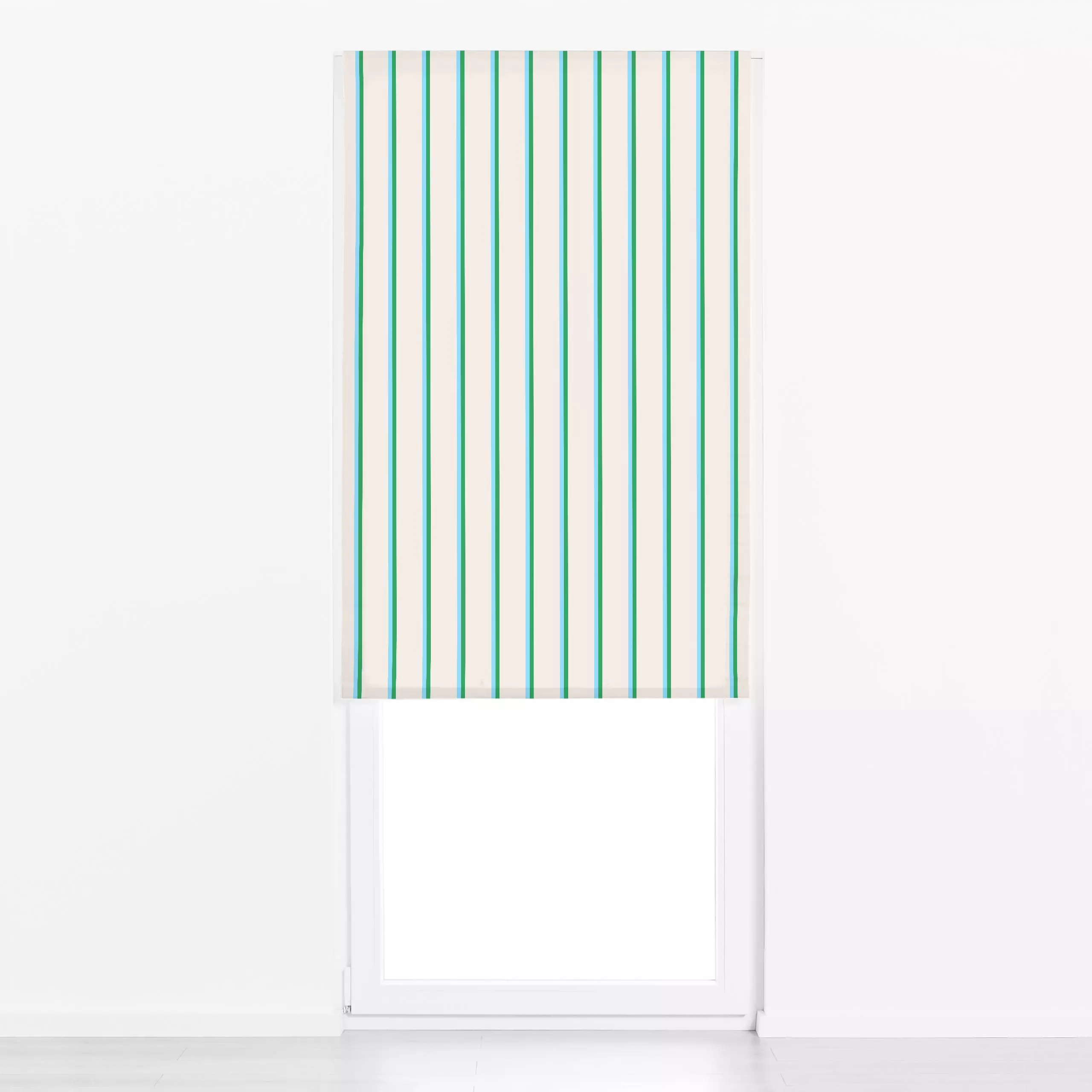 Raffrollo Doppelstreifen Hellblau Grün - Symbole & Muster - von „Sophie Augustin Illustration"; Muster, Streifen, gestreift,...