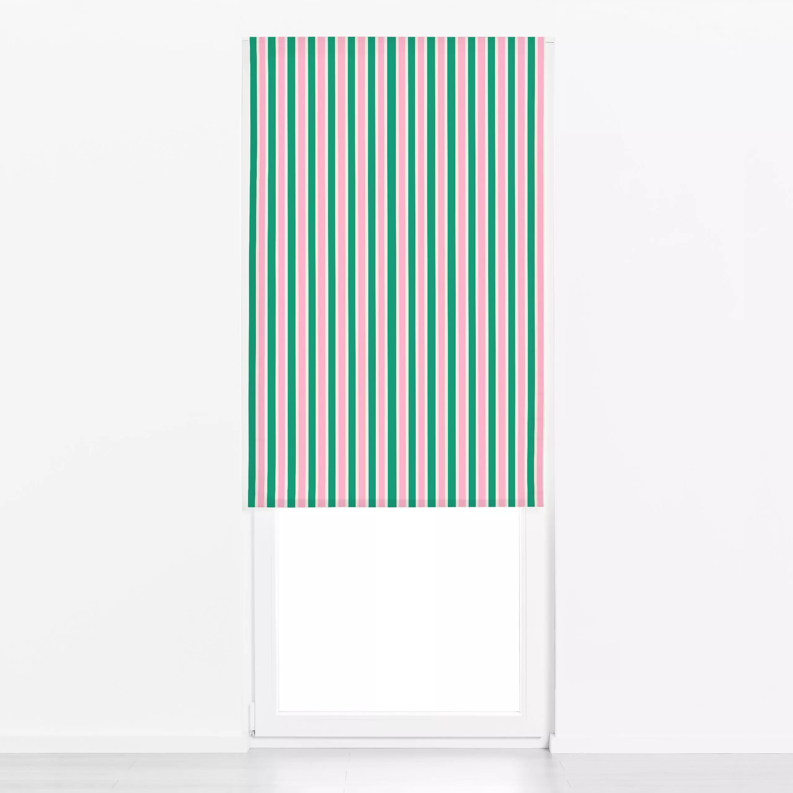 Raffrollo Stripes Green Pink Beige - Sommer, Symbole & Muster - von „textilwerk"; Illustration, Sommer, trend, rot, bunt, ge...