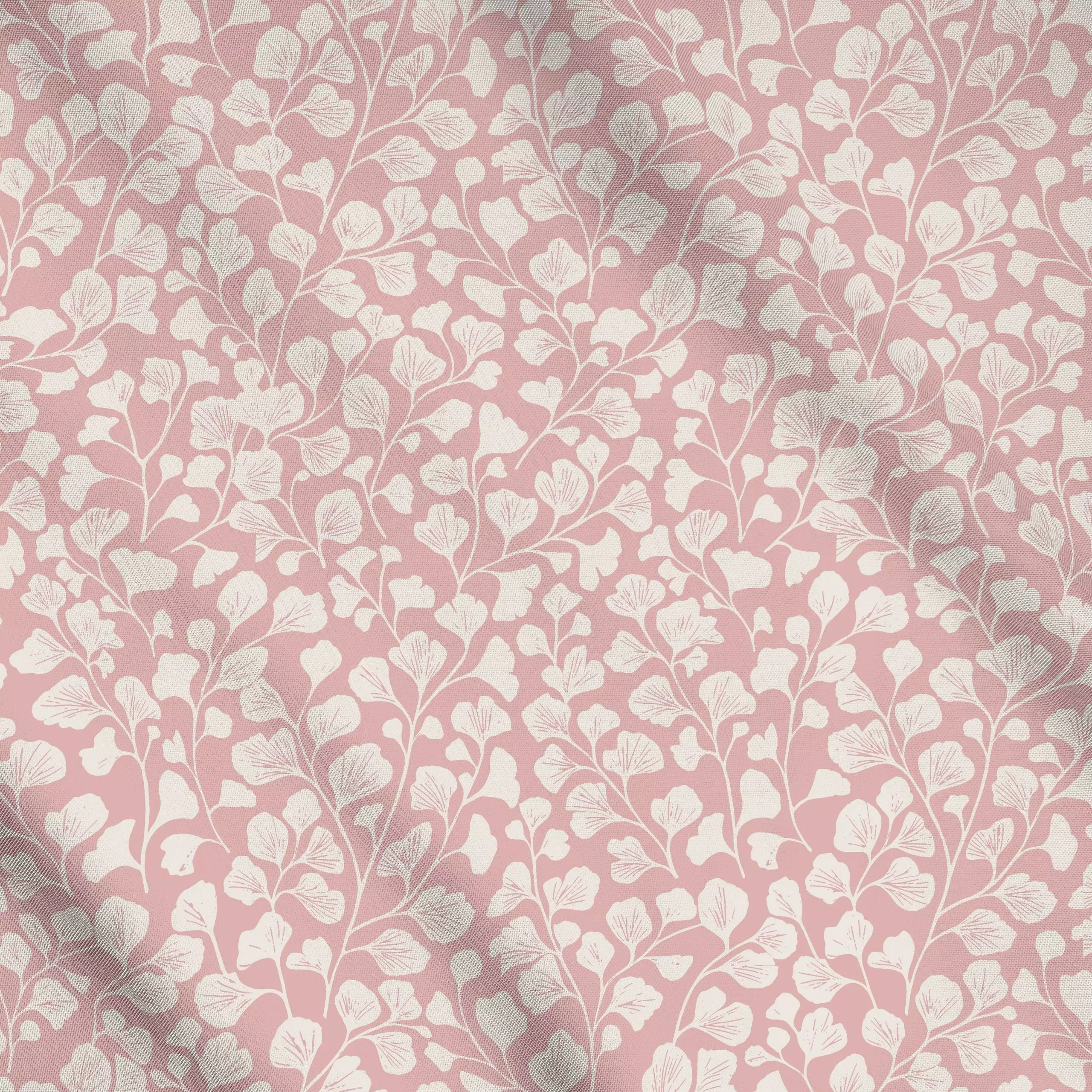 Meterware Gingko Ranken Rosa - Blumen & Florales, Pflanzen & Botanik - von „Studio Kesse“; Blätter, Pflanzen, Herbst, landha...