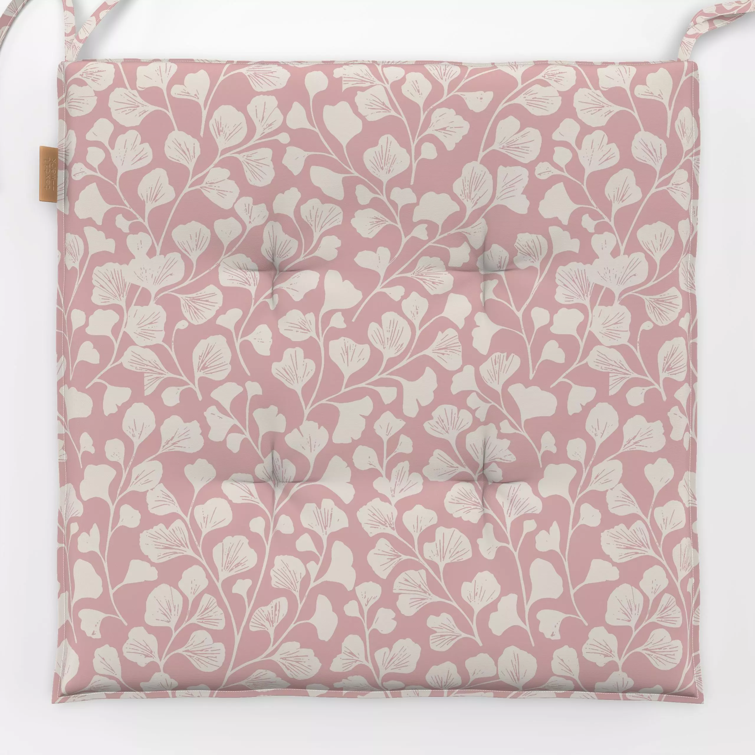 Sitzkissen Gingko Ranken Rosa - Blumen & Florales, Pflanzen & Botanik - von „Studio Kesse"; Blätter, Pflanzen, Herbst, landh...