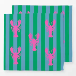 Servietten Hummer Streifen Pink Grün Blau