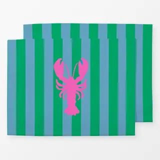 Tischset Hummer Streifen Pink Grün Blau