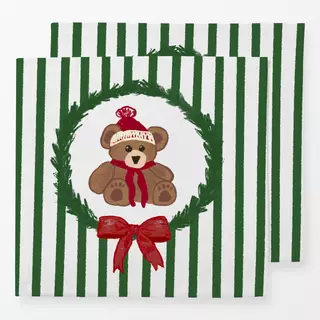 Servietten Teddy Schleife gestreift