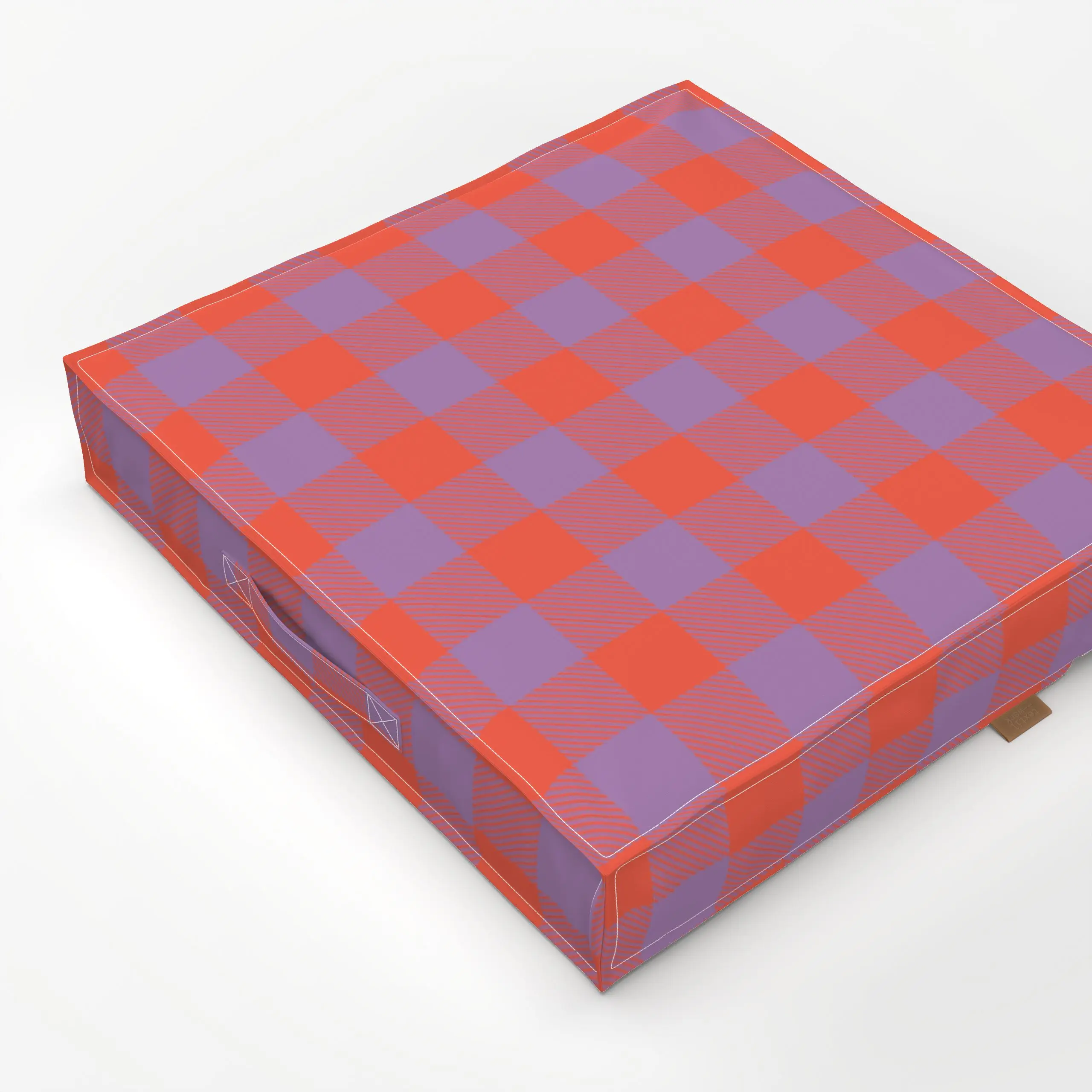 Bodenkissen Modern Gingham Lila Orange - Symbole & Muster - von „Studio ROSAGRAU"; Orange, Karo, Herbstdeko, outdoor, lila, ...