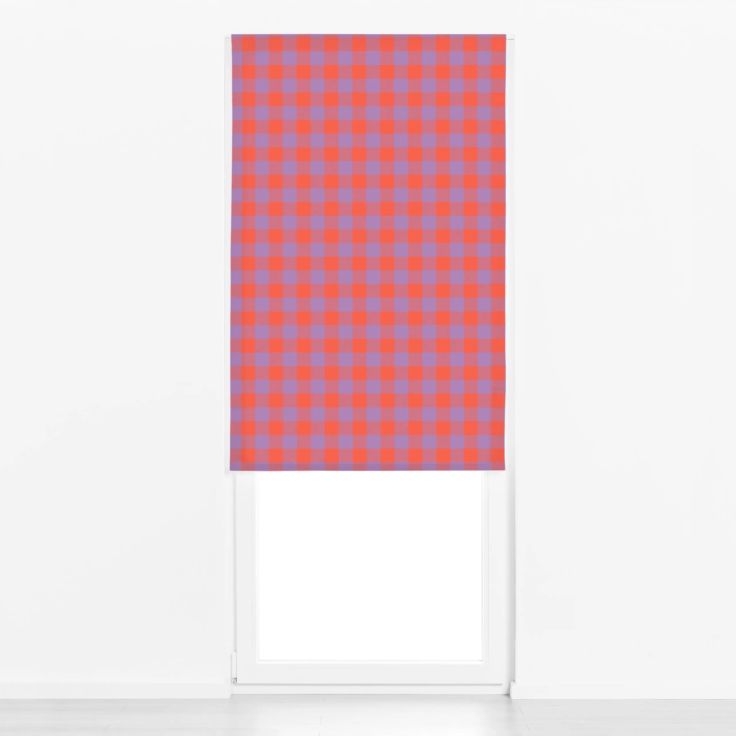 Raffrollo Modern Gingham Lila Orange - Symbole & Muster - von „Studio ROSAGRAU"; Orange, Karo, Herbstdeko, outdoor, lila, ka...