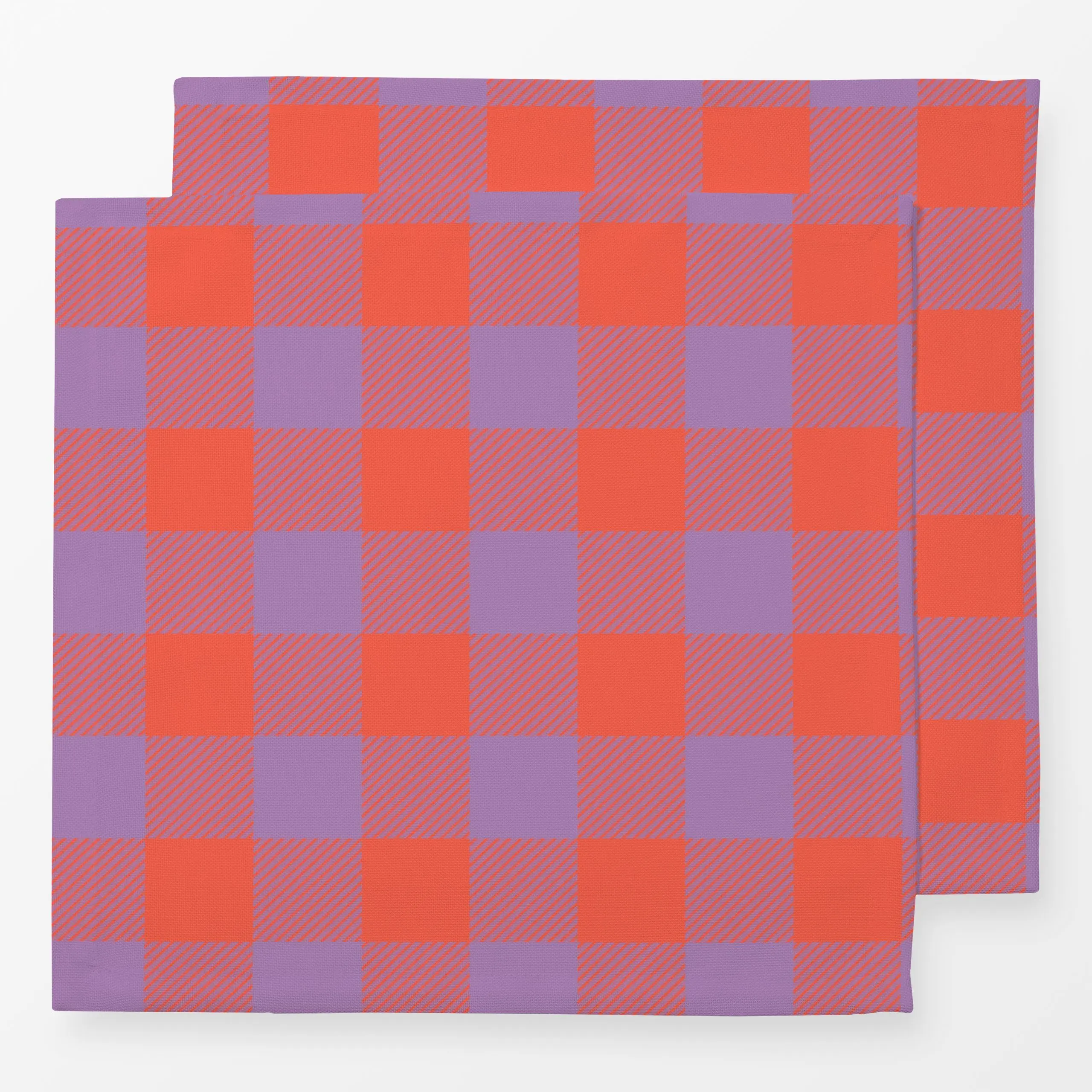 Servietten Modern Gingham Lila Orange - Symbole & Muster - von „Studio ROSAGRAU"; Orange, Karo, Herbstdeko, outdoor, lila, k...