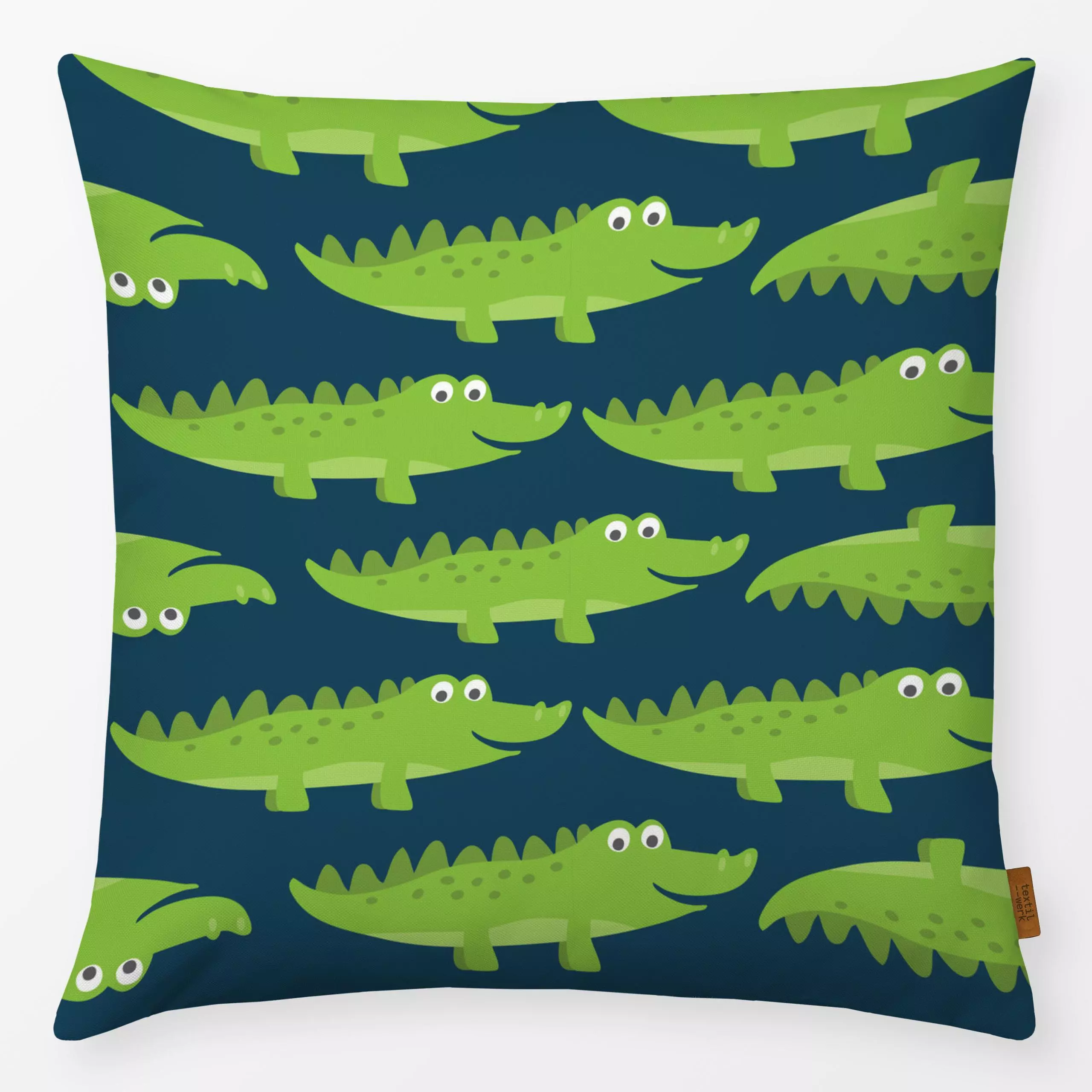 Kissen Happy Krokodil - Kinderzimmer & Motive für Kinder, Tiere - von „Carmen Eisendle“; Kinder, Geburt & Baby, niedlich, Ki...