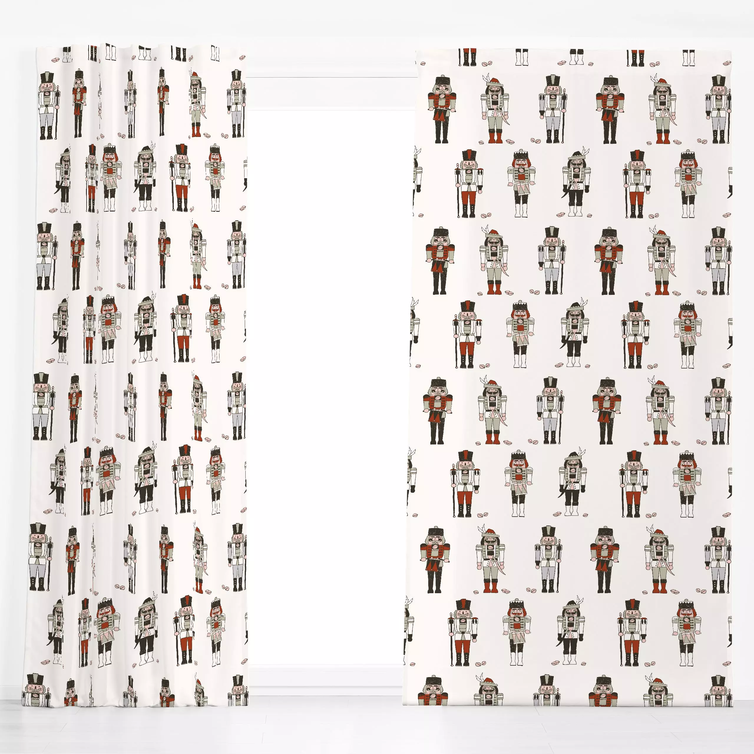 Dekovorhang Nussknacker bunt Allover - Weihnachten, Retro & Vintage - von „moDeern Design Studio"; Nussknacker, Weihnachten,...