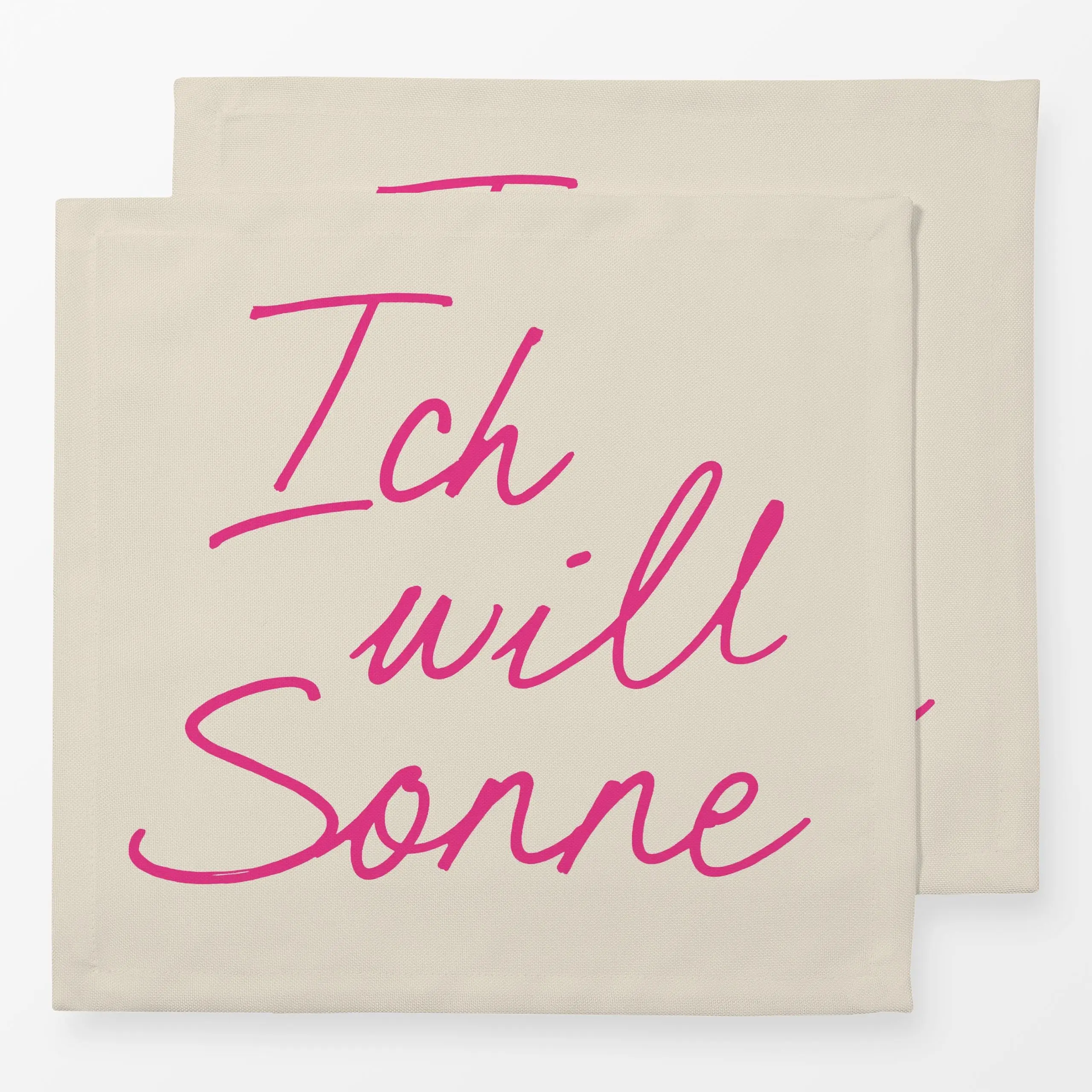 Servietten Ich will Sonne pink - Frühling, Sommer, Sprüche & Schriftzüge - von „Studio Kesse"; Sonne, Sommer, Summerfeeling,...