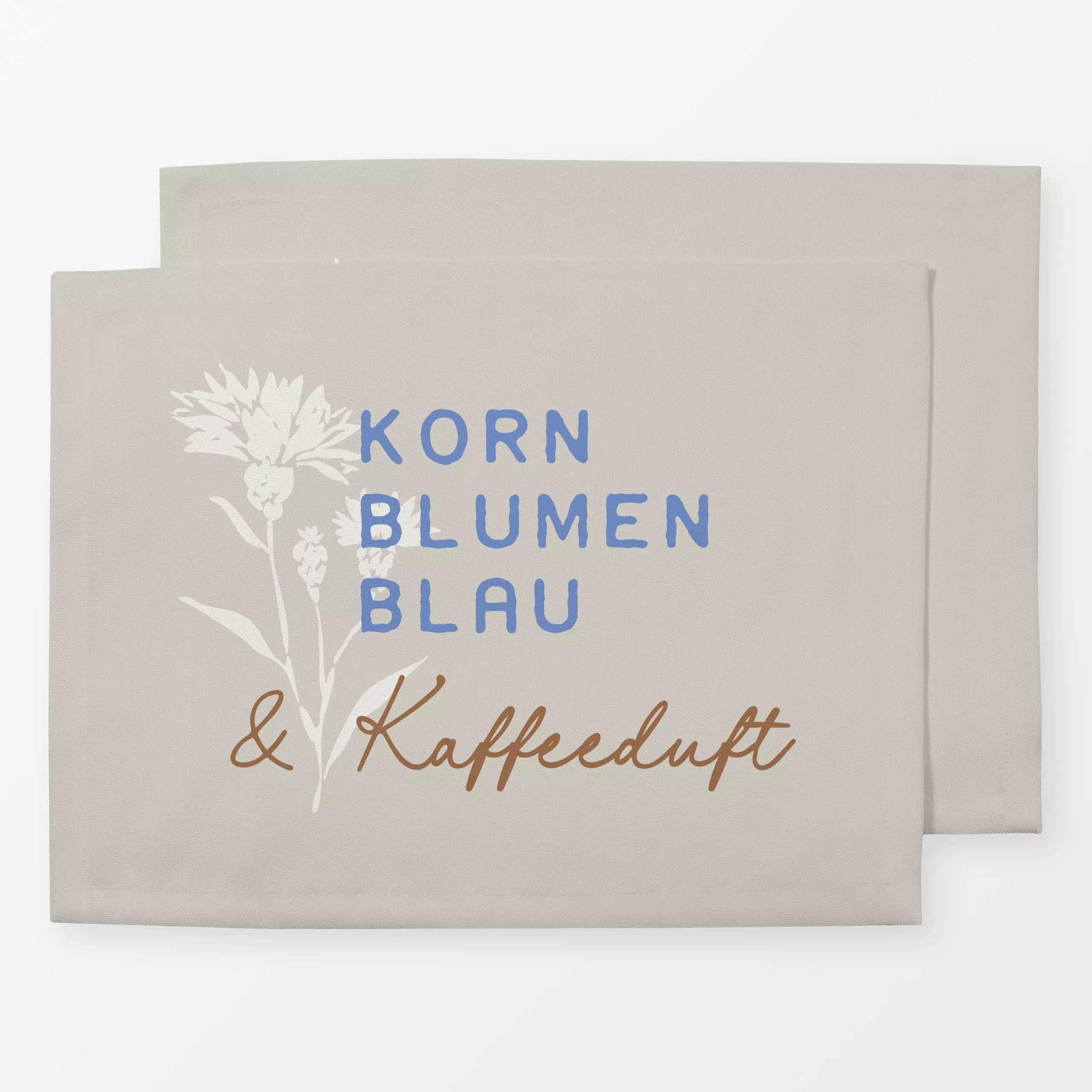 Tischset Kornblumen Blau und Kaffeeduft - Herbst, Sprüche & Schriftzüge, Küche, Essen & Trinken - von „Katrin Graff"; Kornbl...