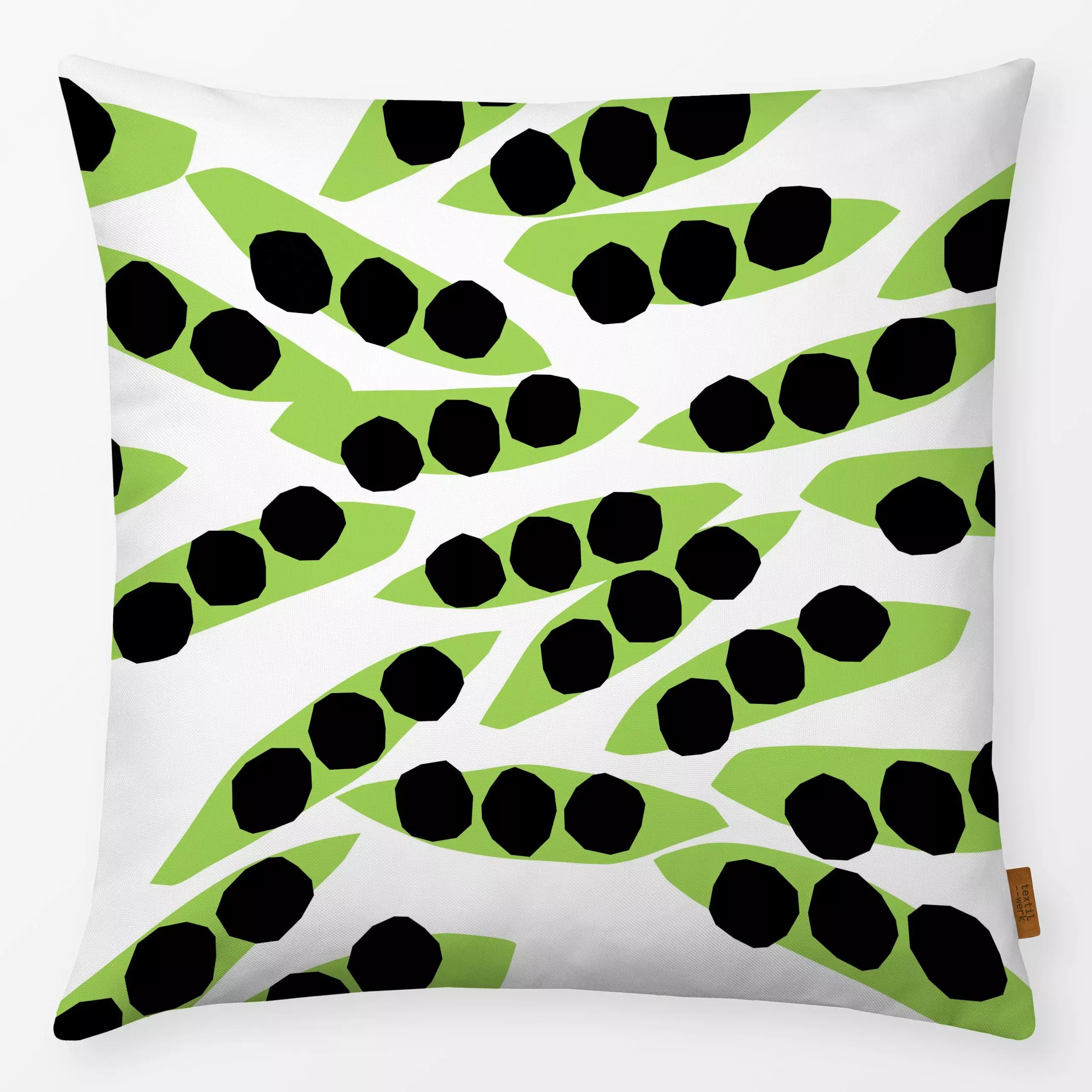 Kissen Cornfield Green - Symbole & Muster - von „Lisa Jasmin Bauer"; Muster, abstrakt, modern, Herbst, pattern, gruen, trend...