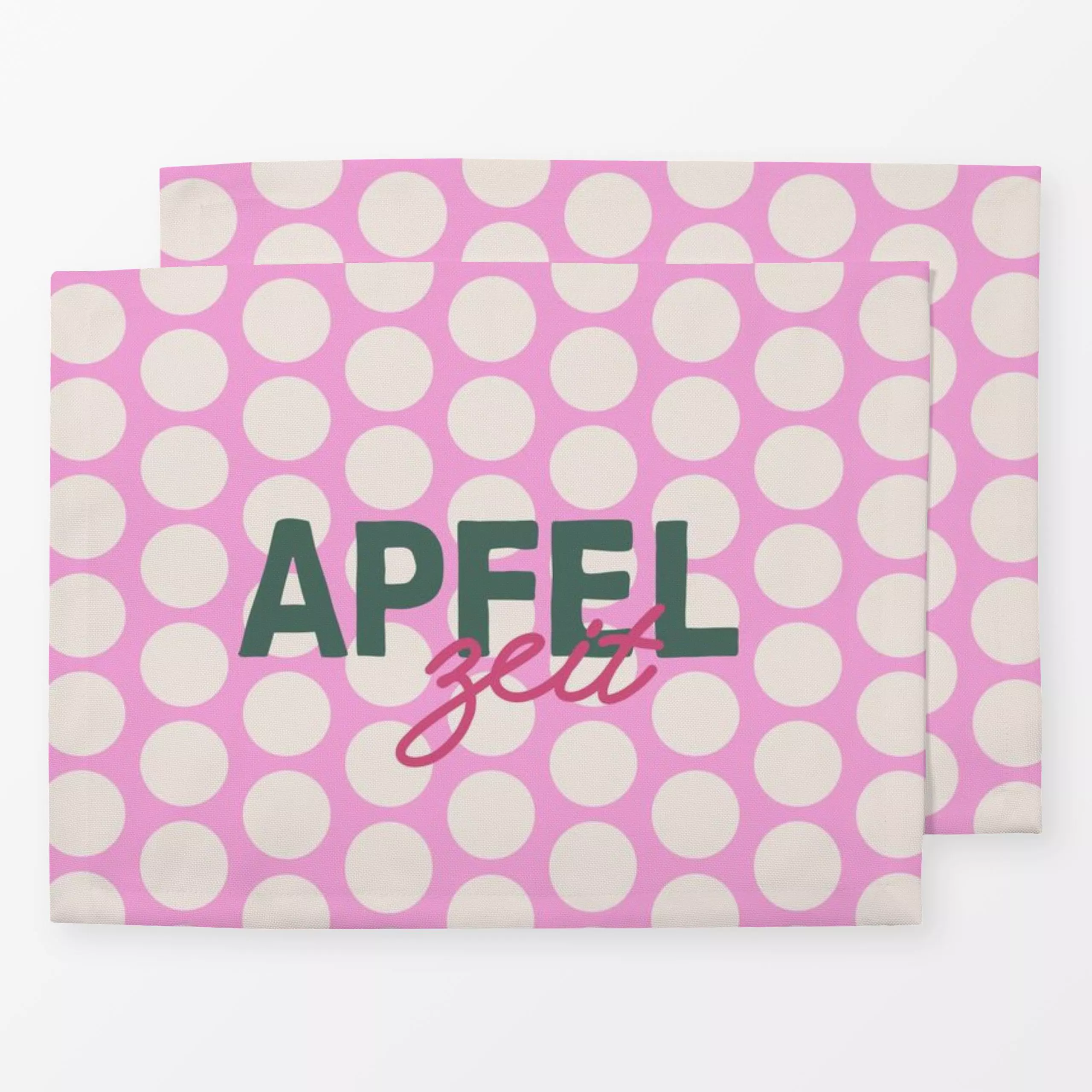 Tischset Apfelzeit - Herbst, Sprüche & Schriftzüge, Symbole & Muster - von „Andrea Liesert"; Obst, Muster, Punkte, Retro, Ga...