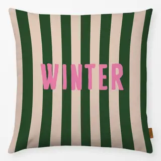 Kissen Winter Pink Grünen Streifen
