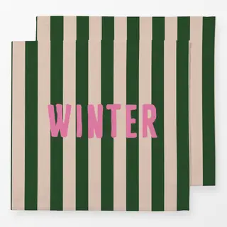 Servietten Winter Pink Grünen Streifen