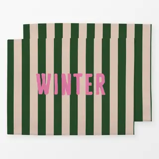 Tischset Winter Pink Grünen Streifen