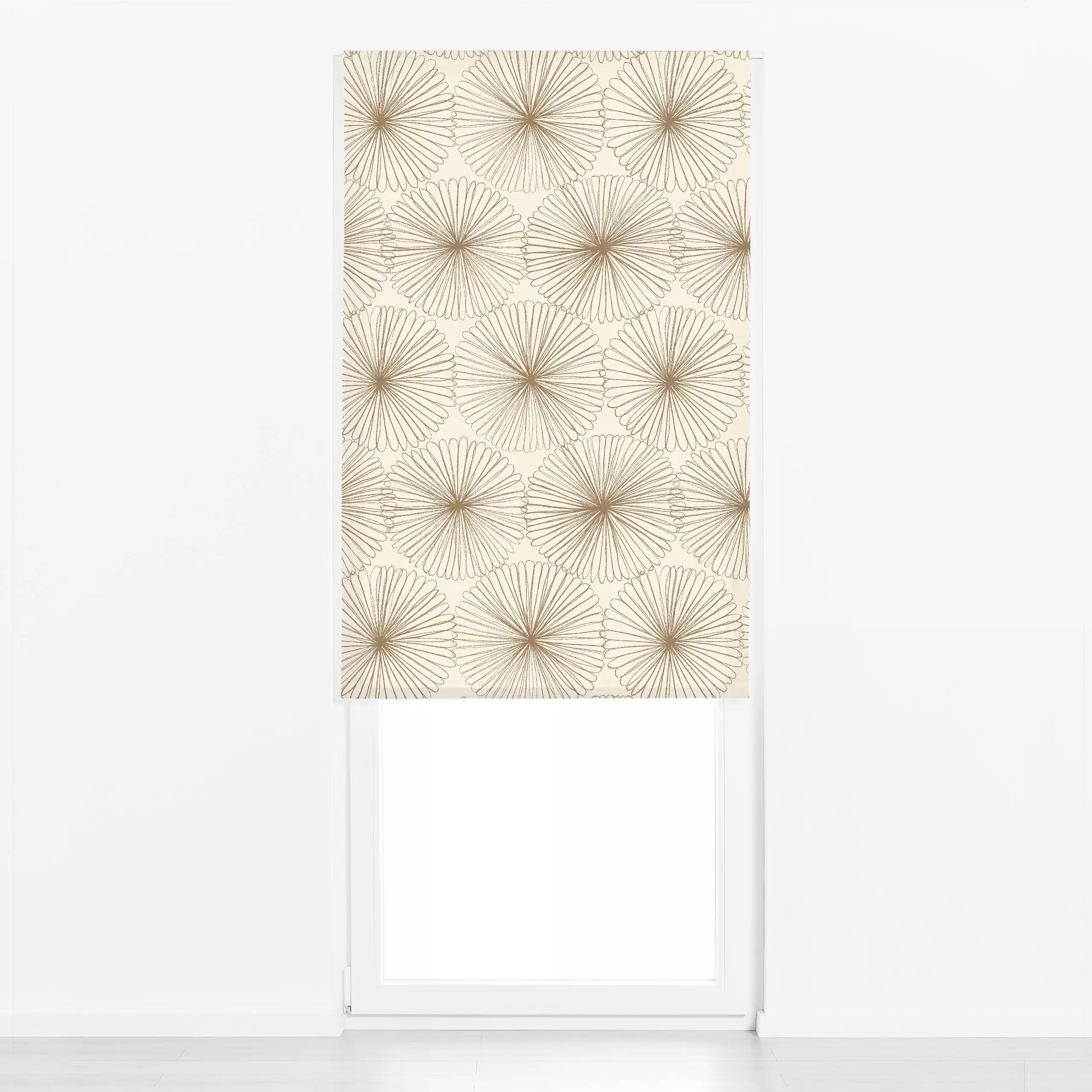 Raffrollo Flower Wheel beige - Blumen & Florales, Herbst - von „Julia Schumacher"; boho, Natur, minimal, Blumen, Minimalismu...