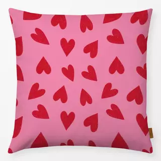 Kissen Sketchy Heart Allover Pink Rot