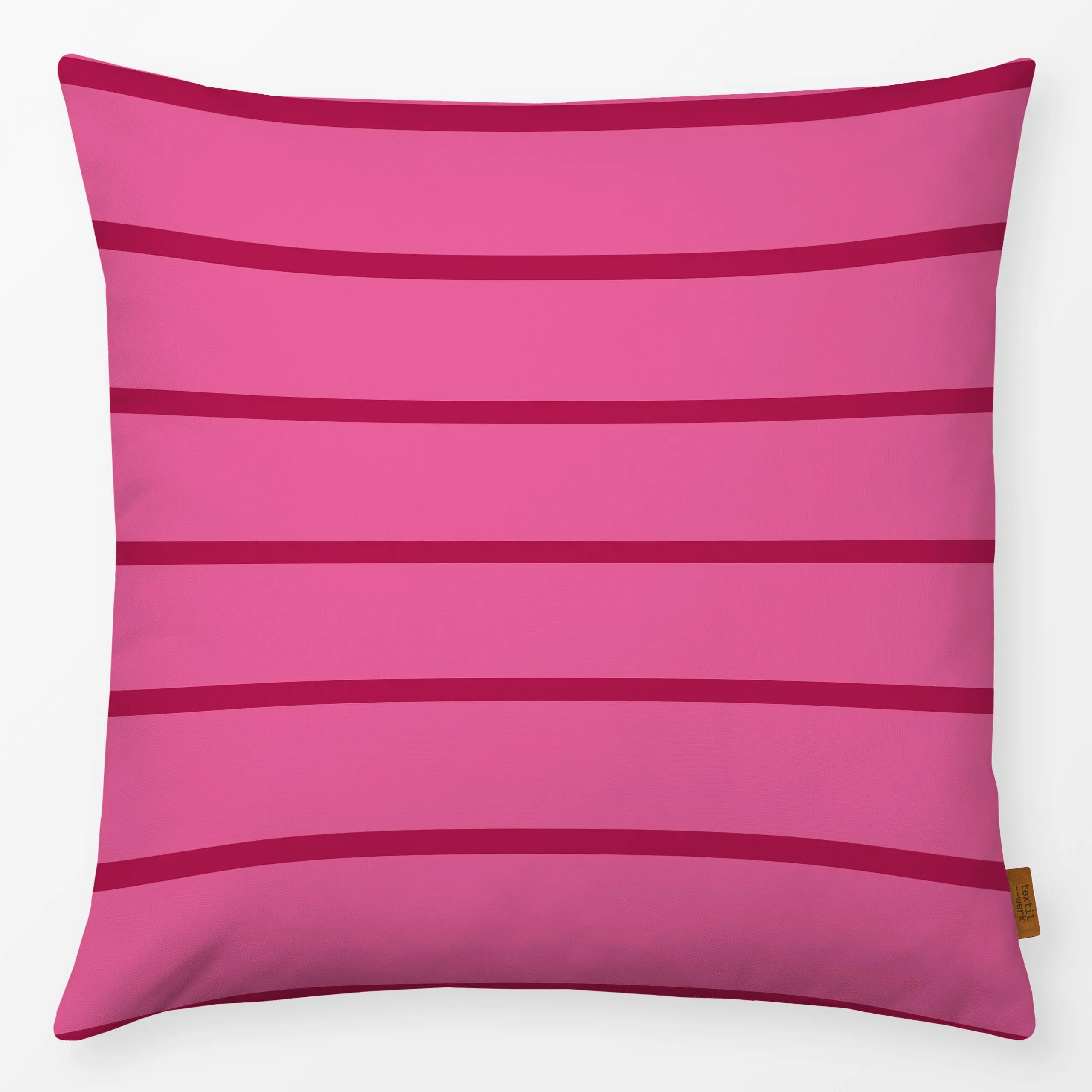 Kissen Stylish Stripes Pink Red - Symbole & Muster - von „Andrea Haase"; rosa, pink, farbenfroh, gestreift, horizontal, Stre...