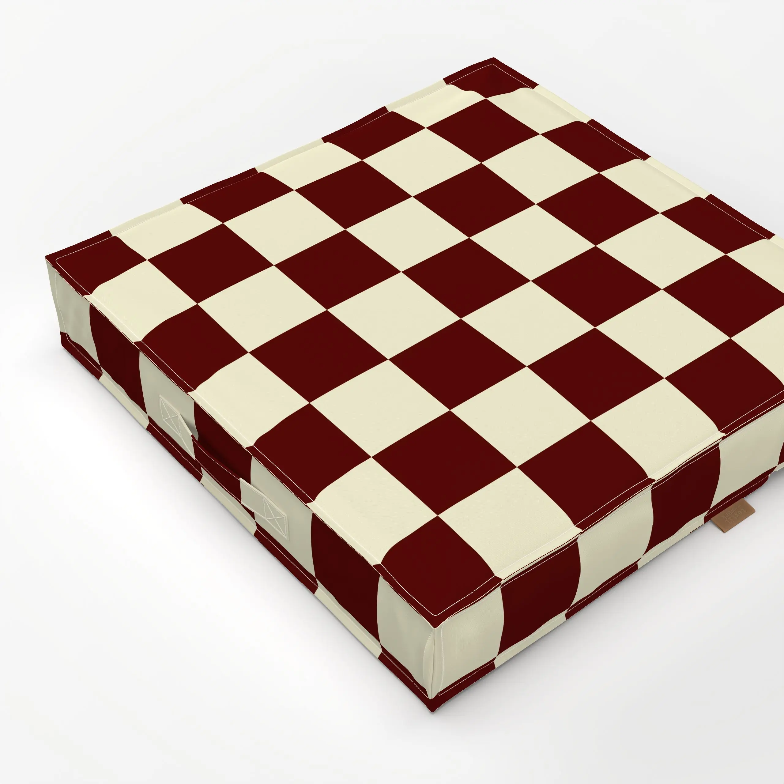 Bodenkissen Chess Pattern brown vanilla - Herbst, Symbole & Muster - von „Karen Menzenbach"; abstrakt, grafisch, Karo, rost,...