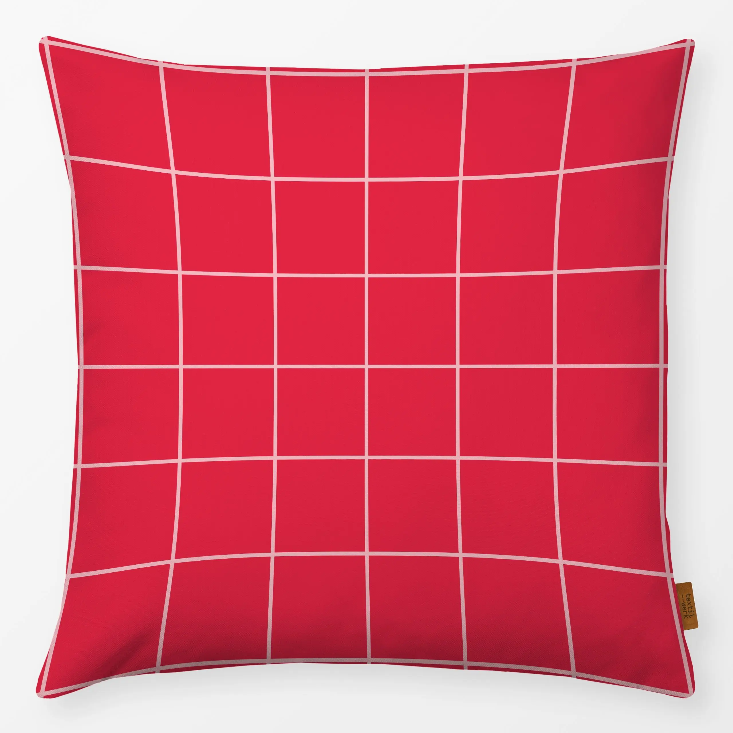 Kissen Love Karo rot rosa - Symbole & Muster - von „Julia Schumacher"; Love, grid, Karo, red, bold, lipstick