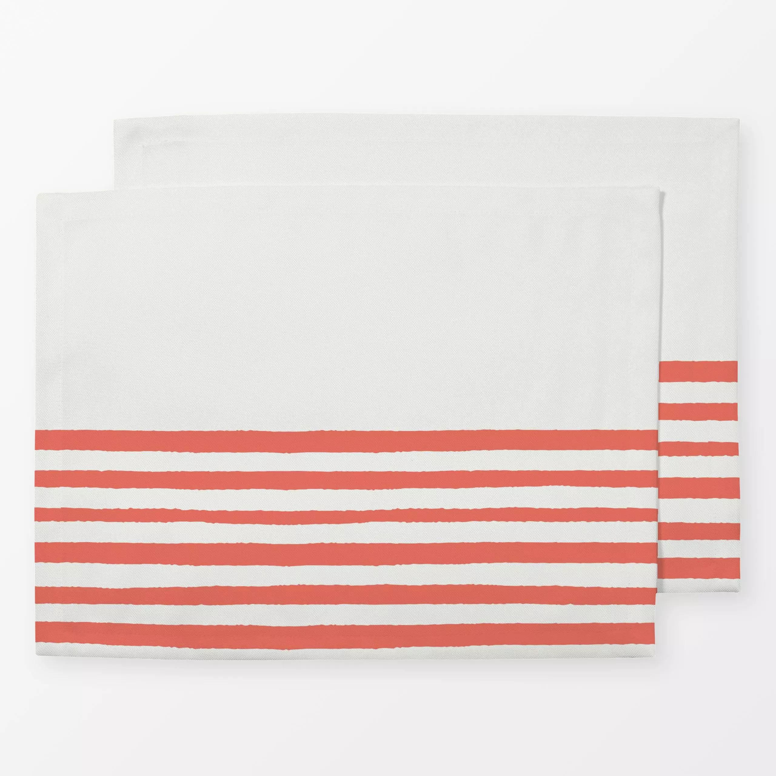 Tischset Beach Stripes coral - Sommer, Symbole & Muster - von „Katrin Graff"; Streifen, Strand, Urlaub, maritim, Beach, Mitt...