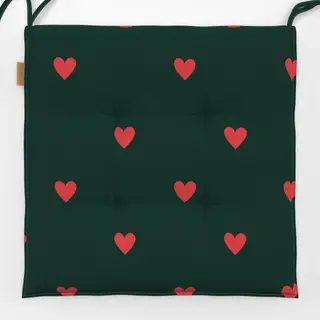 Sitzkissen Mistletoe Hearts Green Red