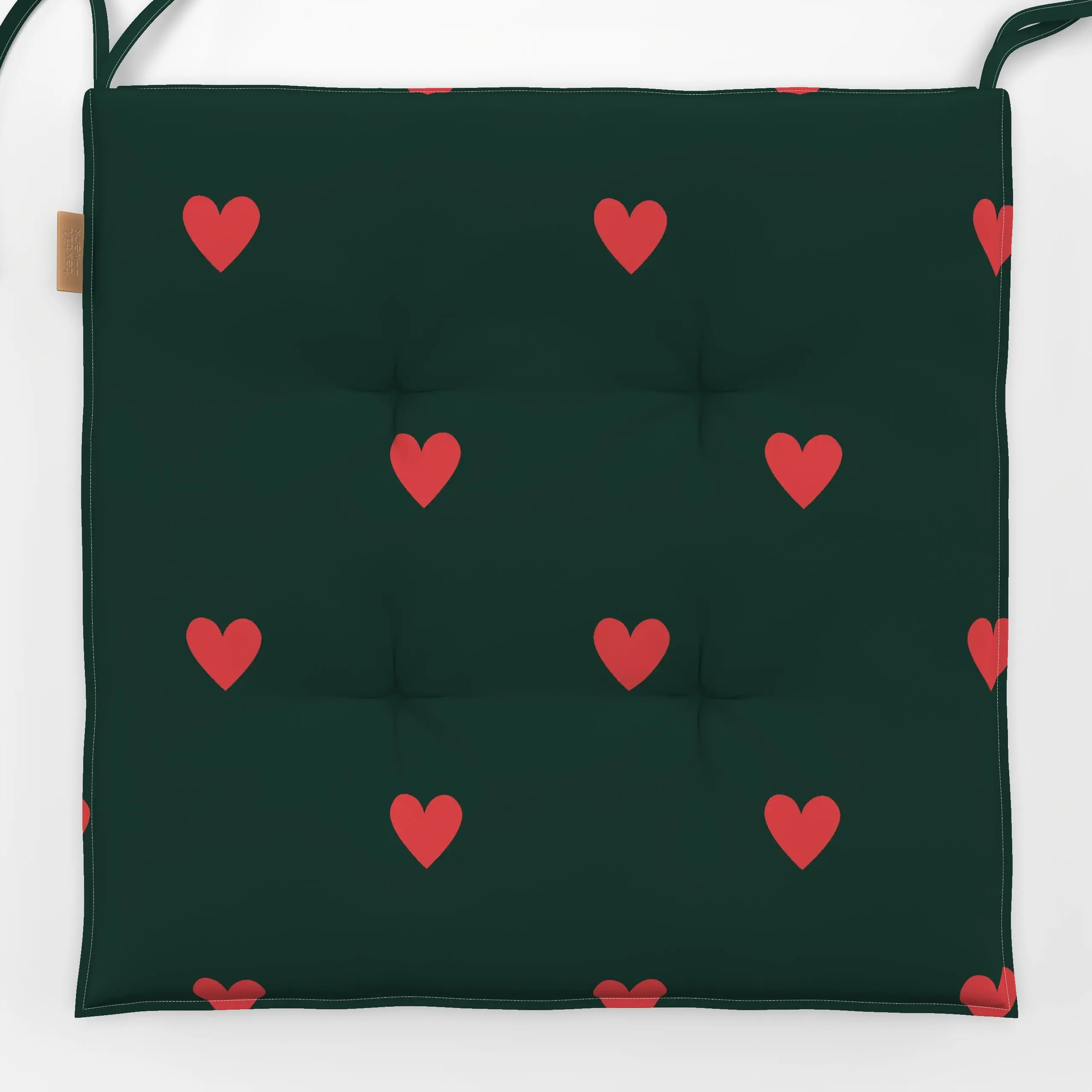 Sitzkissen Mistletoe Hearts Green Red - Weihnachten, Anlässe - von „Studio ROSAGRAU"; Herzen, Weihnachten, niedlich, Liebe, ...