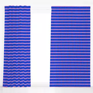 Dekovorhang Grid Blau Pink & Rot