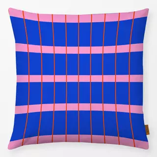 Kissen Grid Blau Pink & Rot