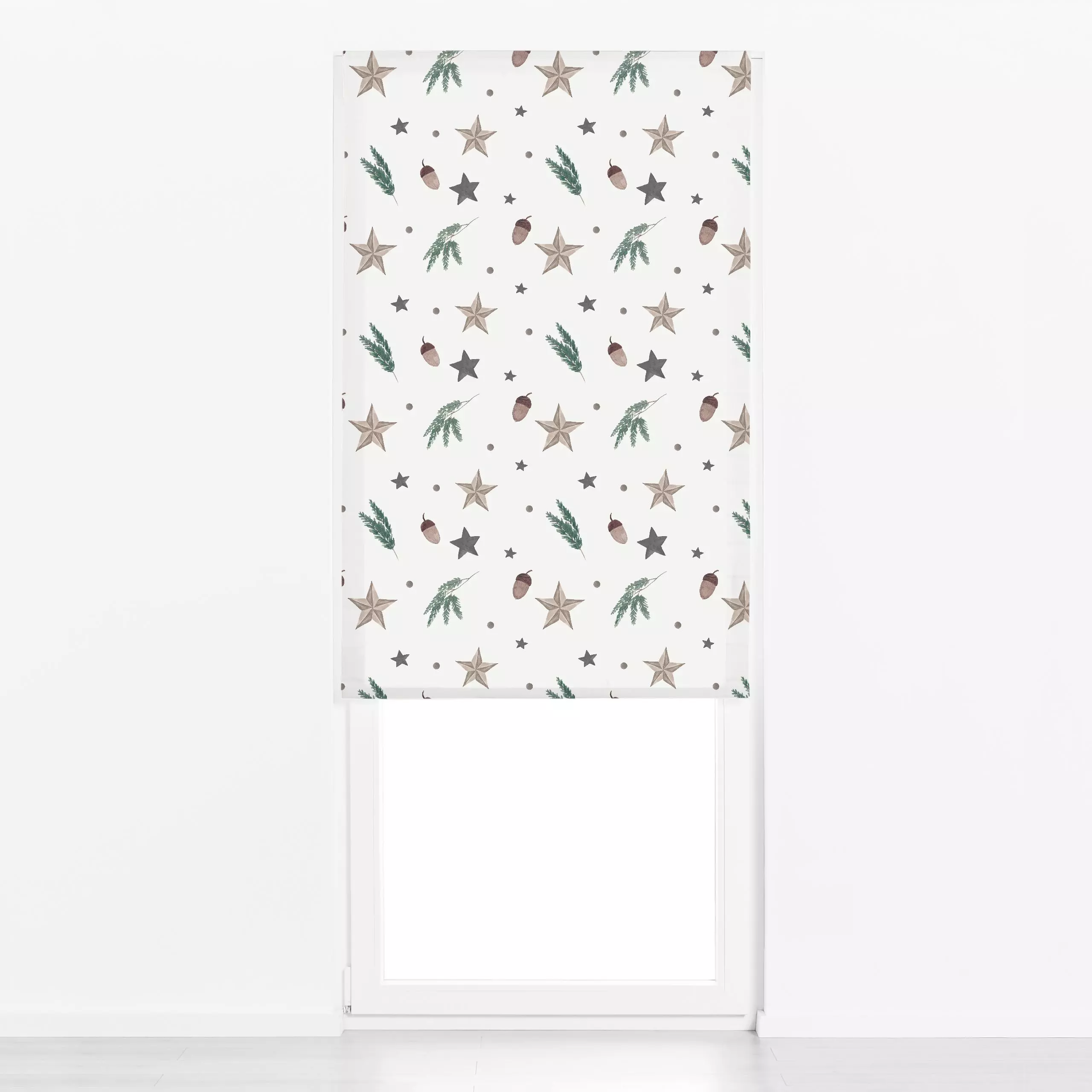 Raffrollo Winter Pattern - Weihnachten, Winter - von „Kruth Design"; Zweige, Tannenzapfen, Weihnachten, weihnachtlich, Weihn...