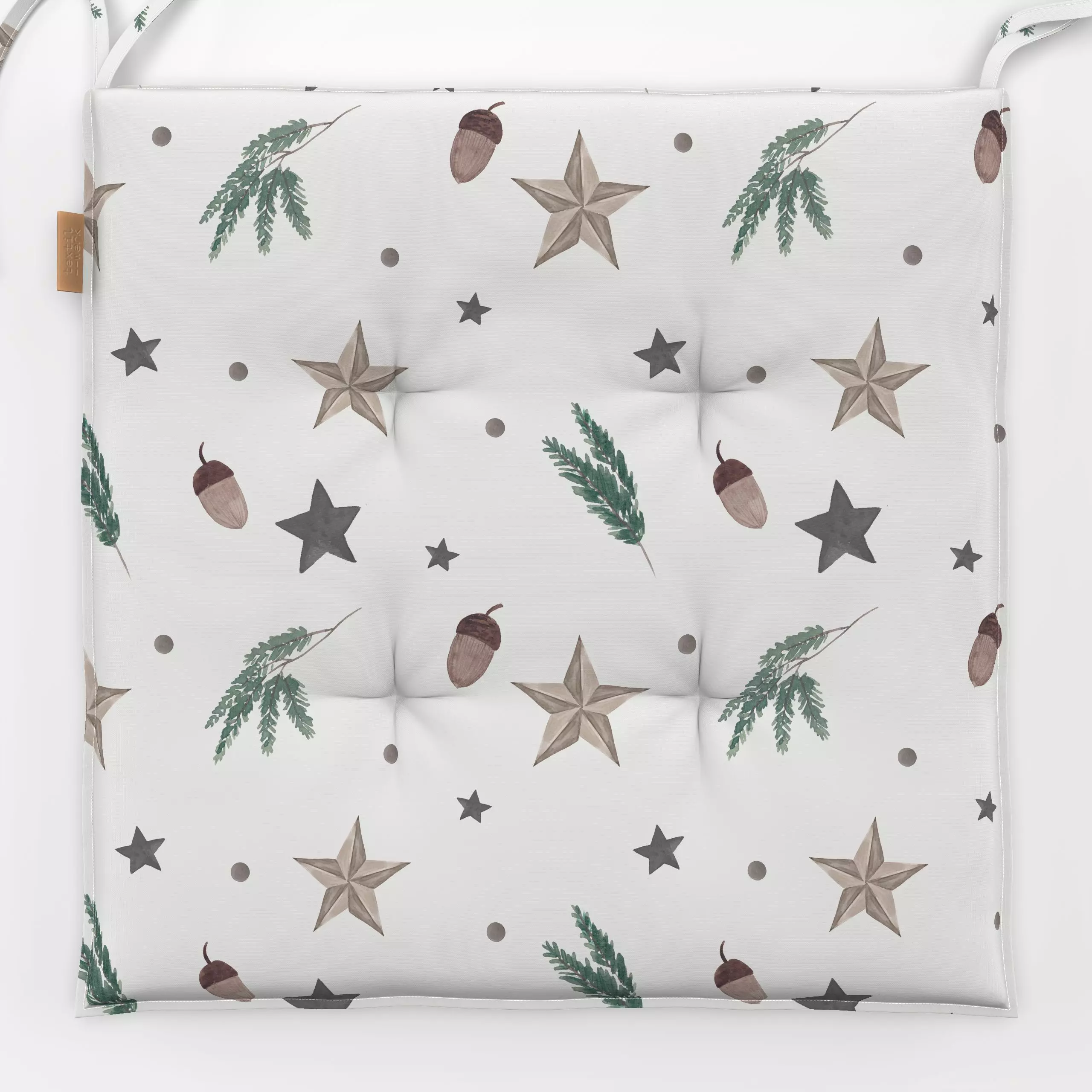 Sitzkissen Winter Pattern - Weihnachten, Winter - von „Kruth Design"; Zweige, Tannenzapfen, Weihnachten, weihnachtlich, Weih...