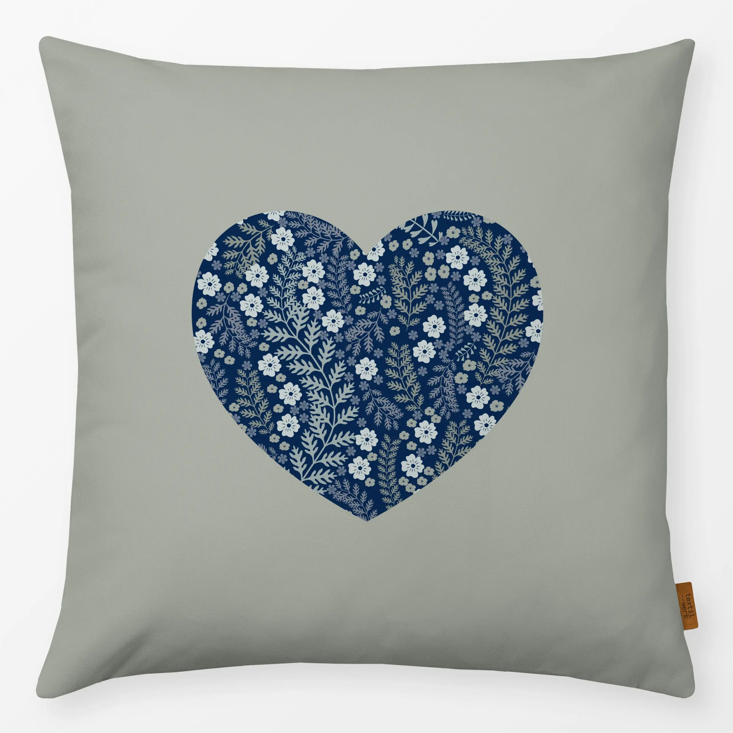 Kissen Blumenherz Midsommar Blüten - Blumen & Florales, Frühling, Anlässe - von „Monika Strigel"; Herzen, Muttertag, dunkelb...