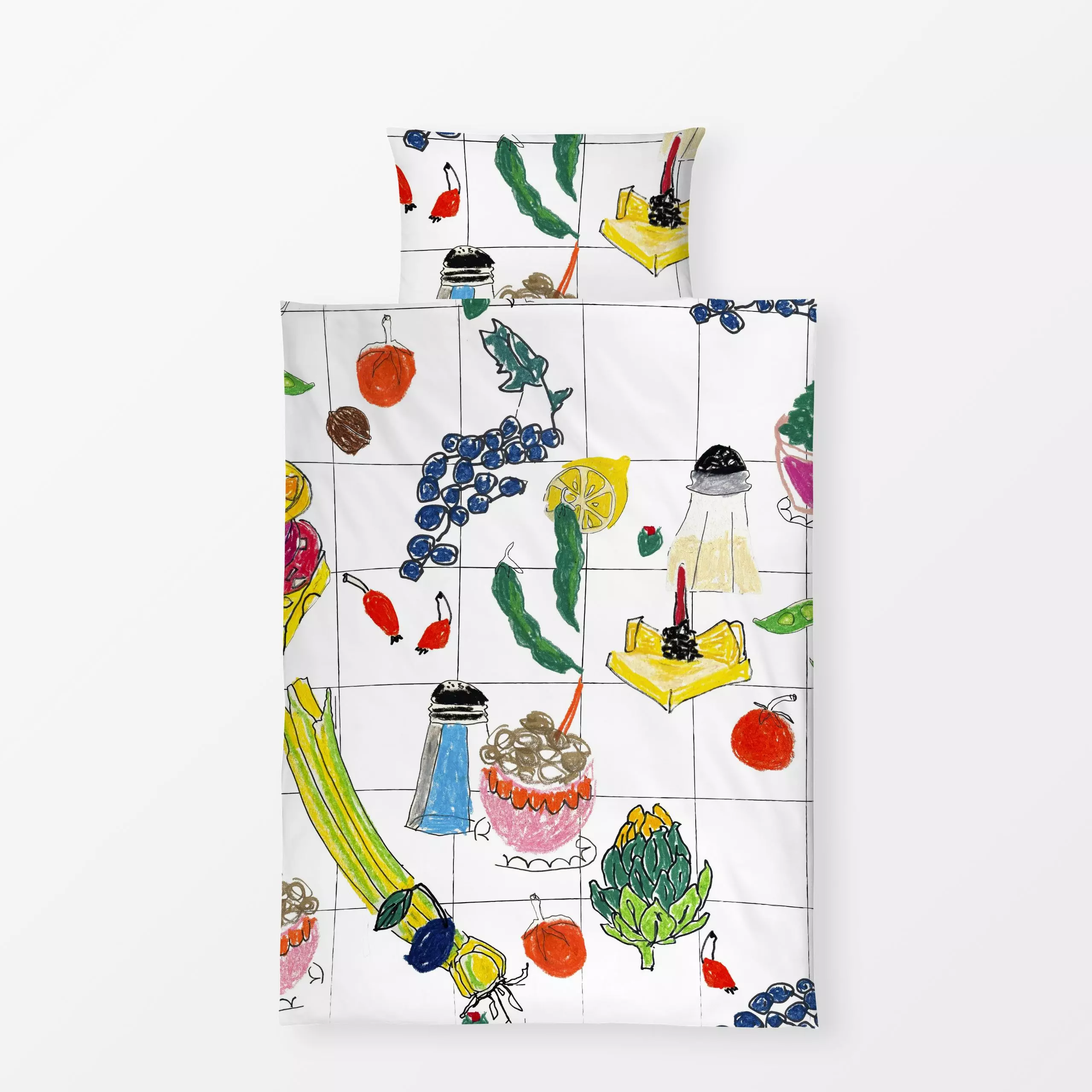 Bettwäsche Give me more Snacks - Herbst, Winter, Küche, Essen & Trinken - von „Christl Hammerand"; Olive / Olivenbaum, Tomat...