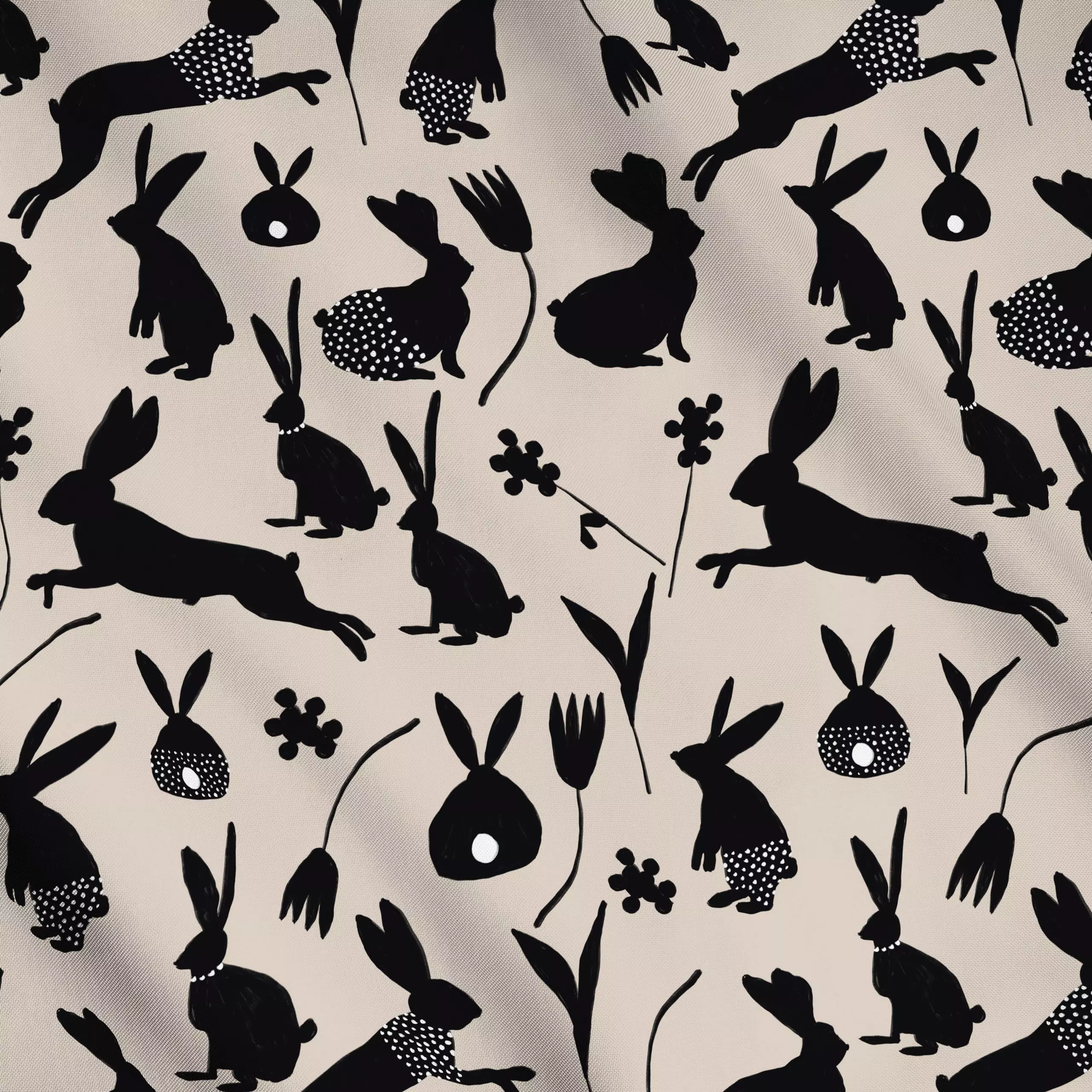 Meterware Osterhasen gemustert Beige, Ostern, von Sophie Augustin Illustration