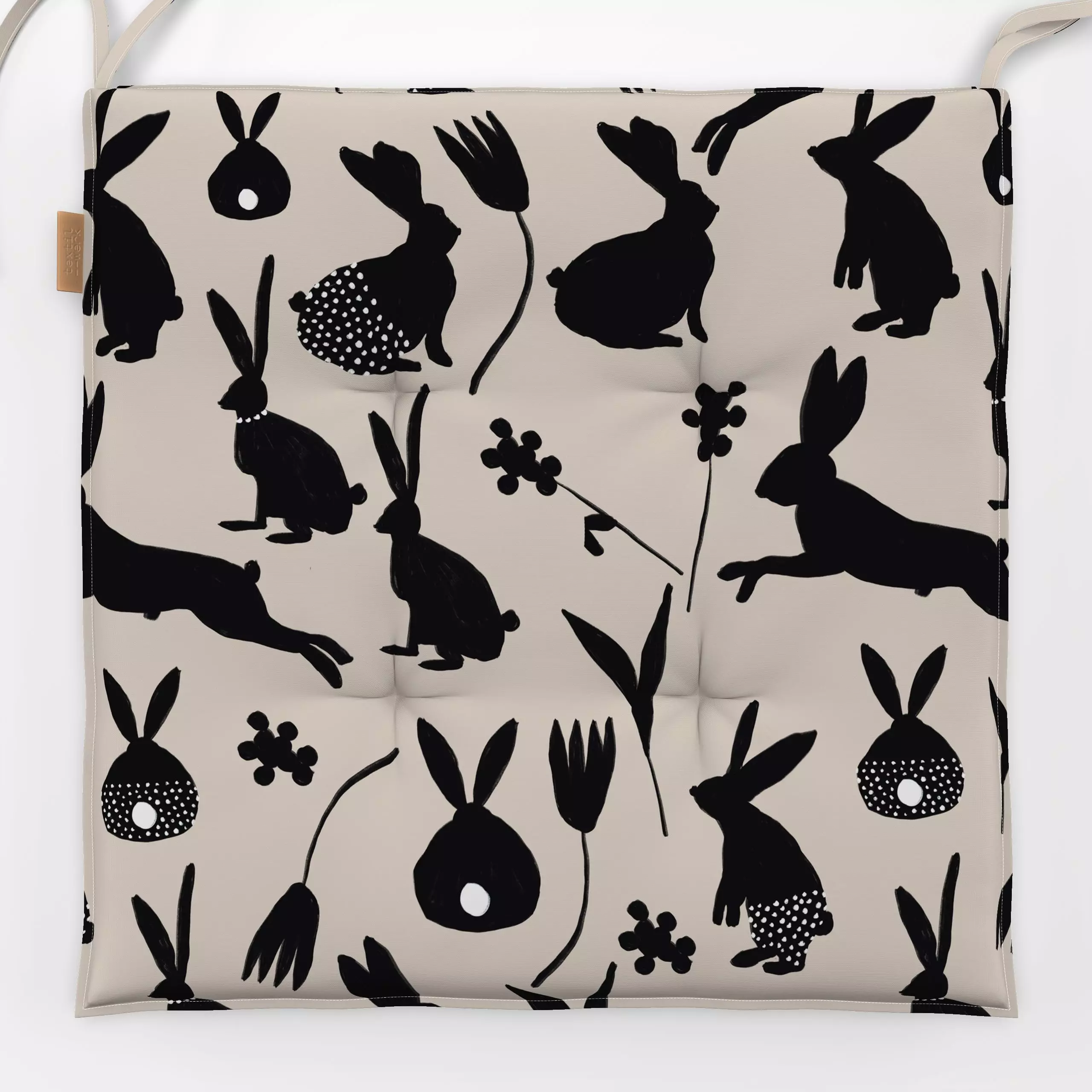 Sitzkissen Osterhasen gemustert Beige - Frühling, Anlässe - von „Sophie Augustin Illustration"; Ostern, Osterhase, HappyEast...