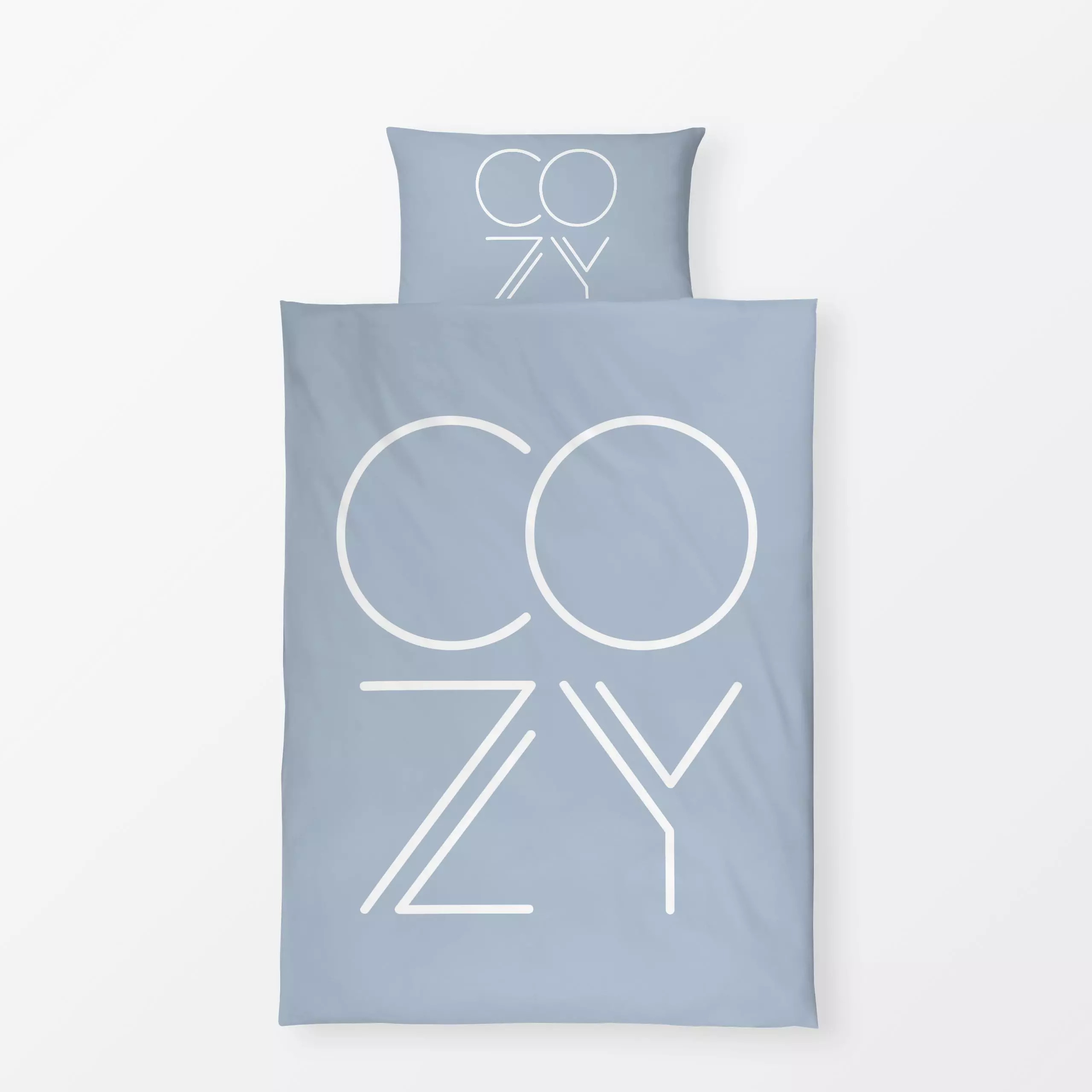 Bettwäsche Cozy nude blue - Sprüche & Schriftzüge, Weihnachten - von „Heyduda"; Cozy, Weihnachten, Winter, typografie, Spruc...