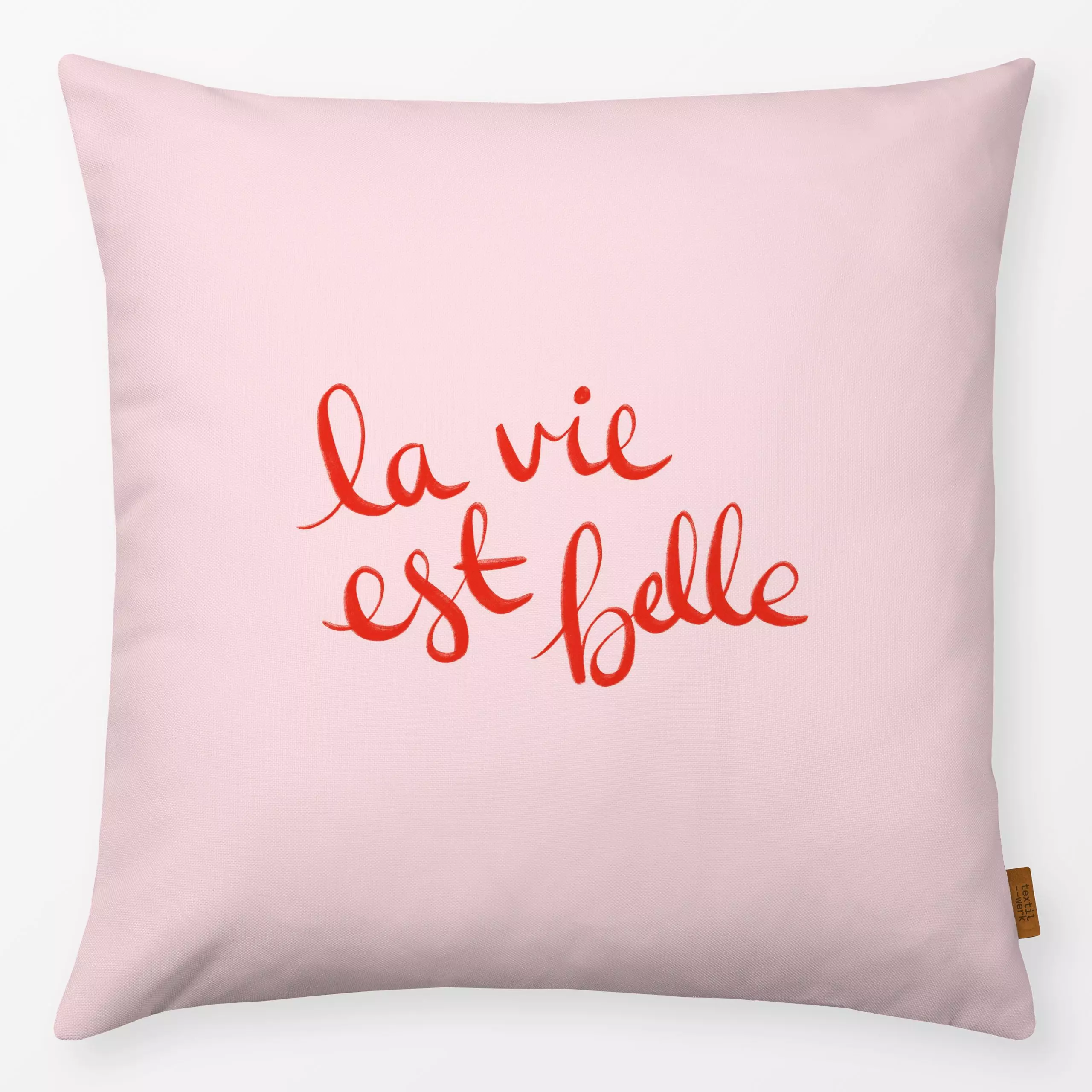 Kissen la vie est belle - Sprüche & Schriftzüge, Reise, Anlässe - von „Studio Kesse“; Love, Valentinstag, Paris, Liebe, typo...