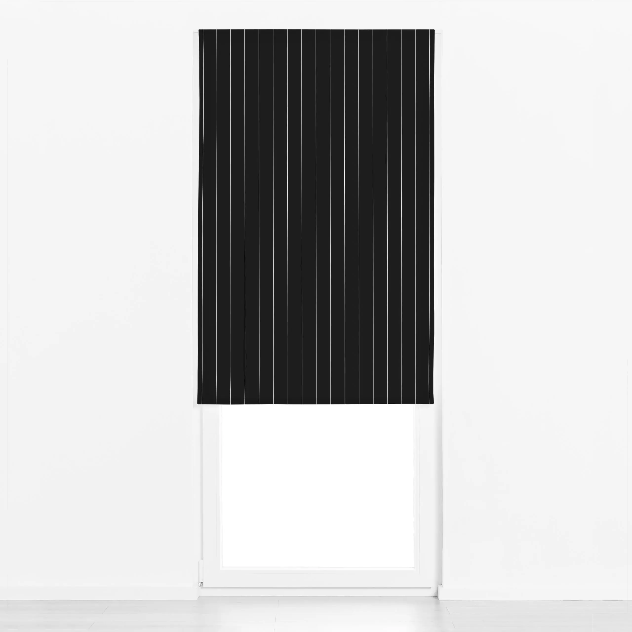 Raffrollo Bobo White Thin Stripes - Symbole & Muster - von „BOUDOIR BOBO"; minimal, Linien, Streifen, Minimalismus, Weiss, m...