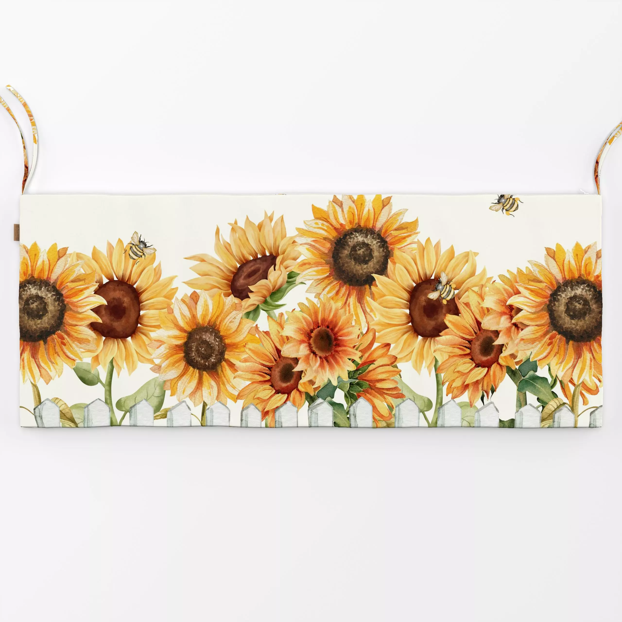 Bankauflage Cottage Summer Sunflower Bees - Blumen & Florales, Sommer, Tiere - von „Monika Strigel"; Garten, Sommerblumen, H...