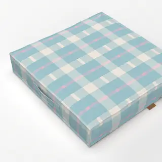 Bodenkissen Blau Rosa Tartan