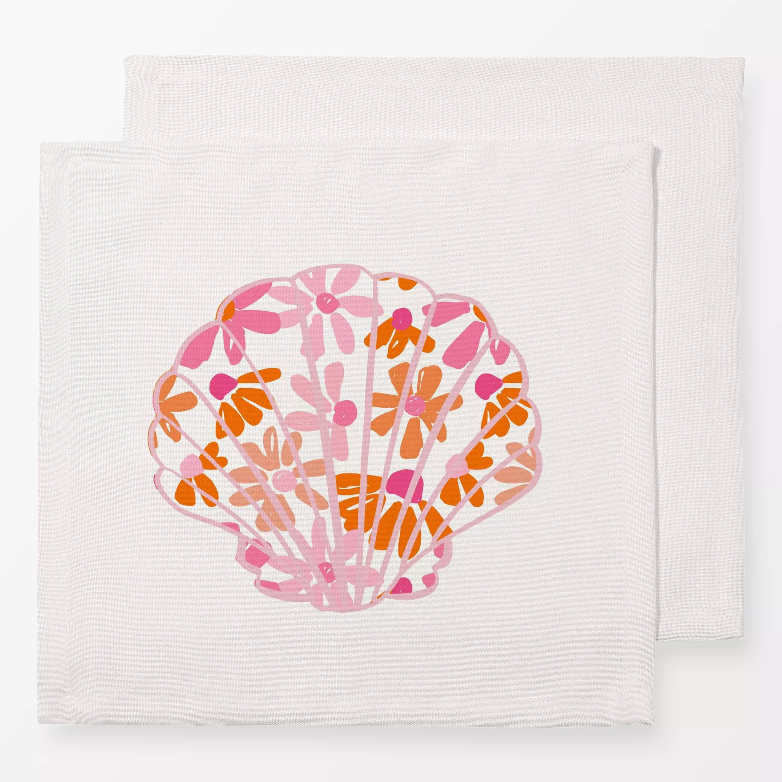 Servietten Muschel Blumen rosa - Blumen & Florales, Natur & Landschaft, Sommer - von „Kruth Design"; Sommer, bunt, Muscheln,...