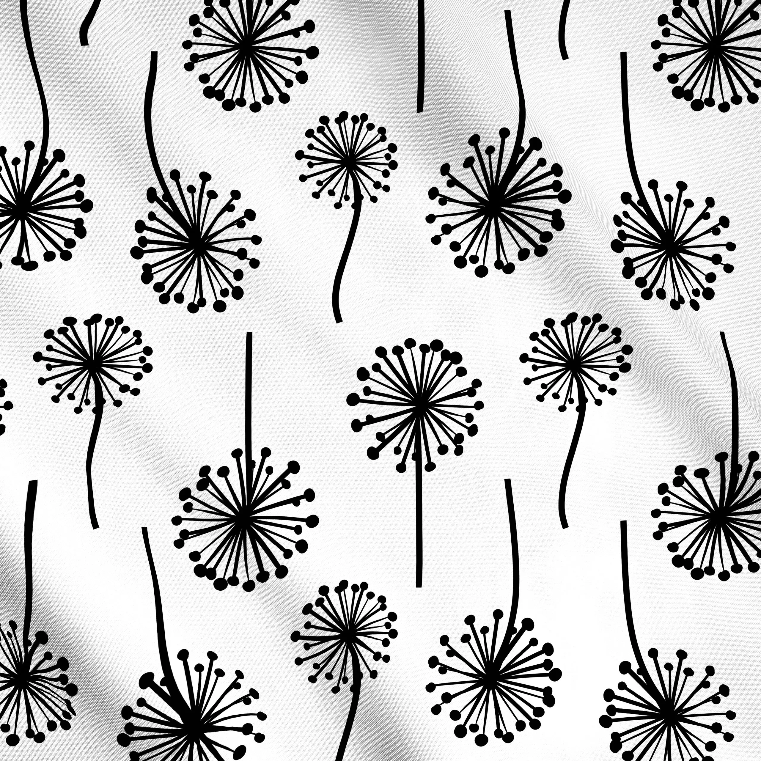 Meterware Pusteblume schwarz/weiß - Blumen & Florales, Symbole & Muster - von „Julia Reyelt"; Muster, Natur, schwarz, minima...