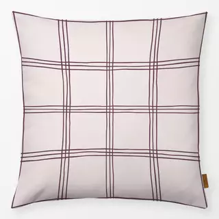 Kissen Karo Grid Muster Pflaume Beige