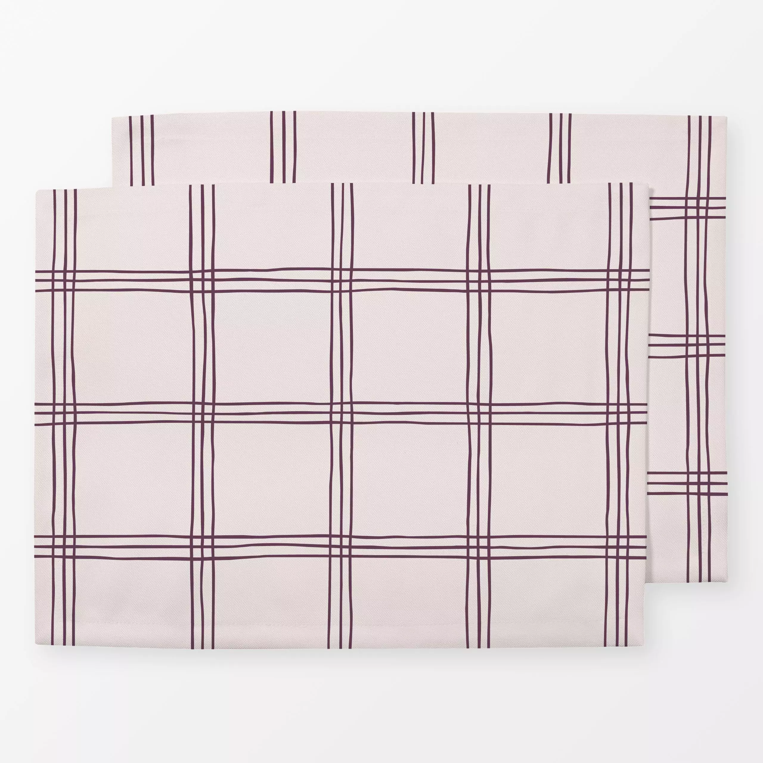 Tischset Karo Grid Muster Pflaume Beige - Herbst, Symbole & Muster - von „Kathrin Woo"; Linien, modern, Karo, landhaus, Herb...