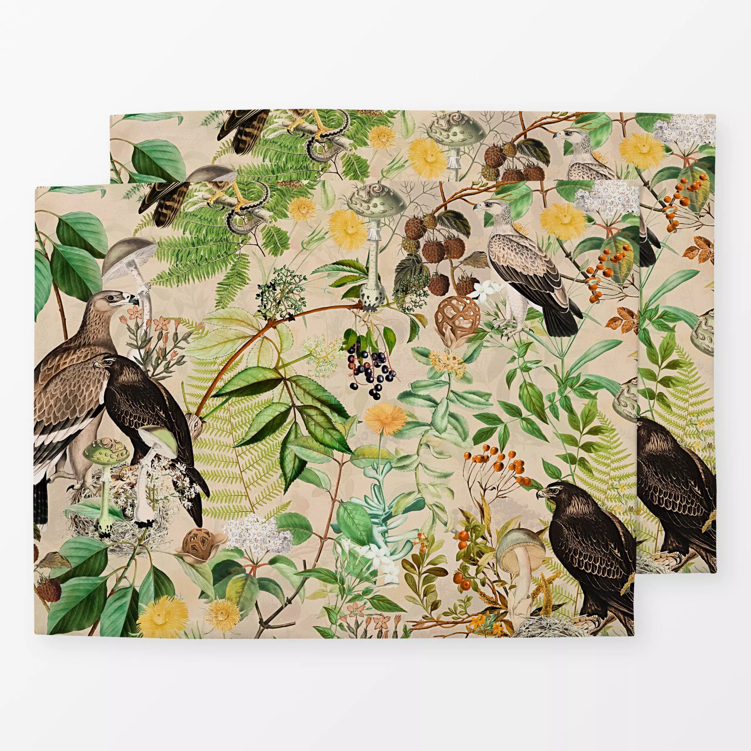 Tischset Bezaubernder Herbst Wald 1 - Blumen & Florales, Tiere - von „Uta Naumann"; Farn, Wald, Vogel, Wildtiere, floral, He...