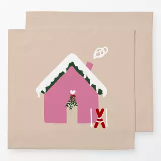 Servietten Berghütte Ski Pink Beige