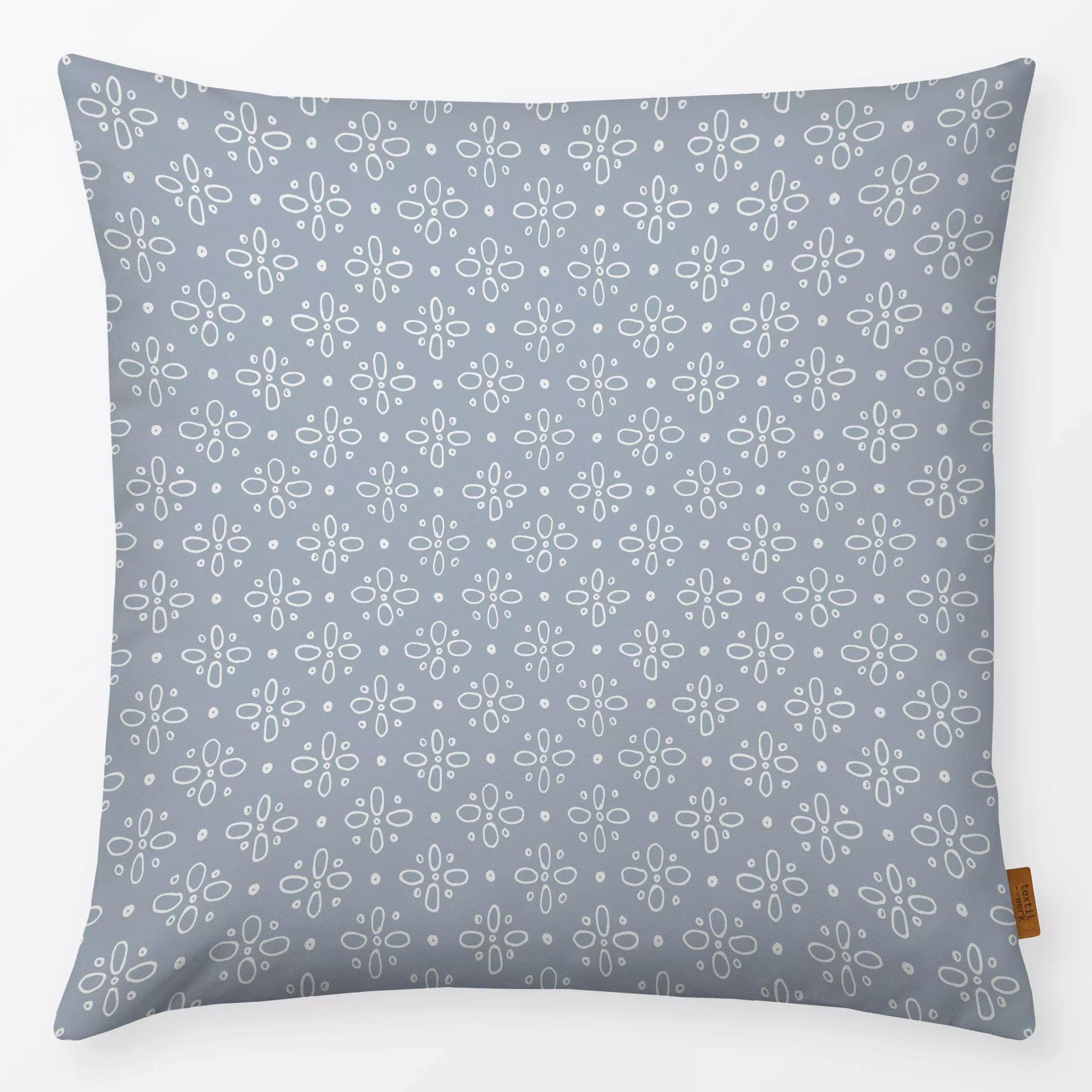 Kissen Geo Blume blau grau - Symbole & Muster - von „Kathrin Woo"; Muster, Punkte, kleingemustert, Geometrisch, modern, land...