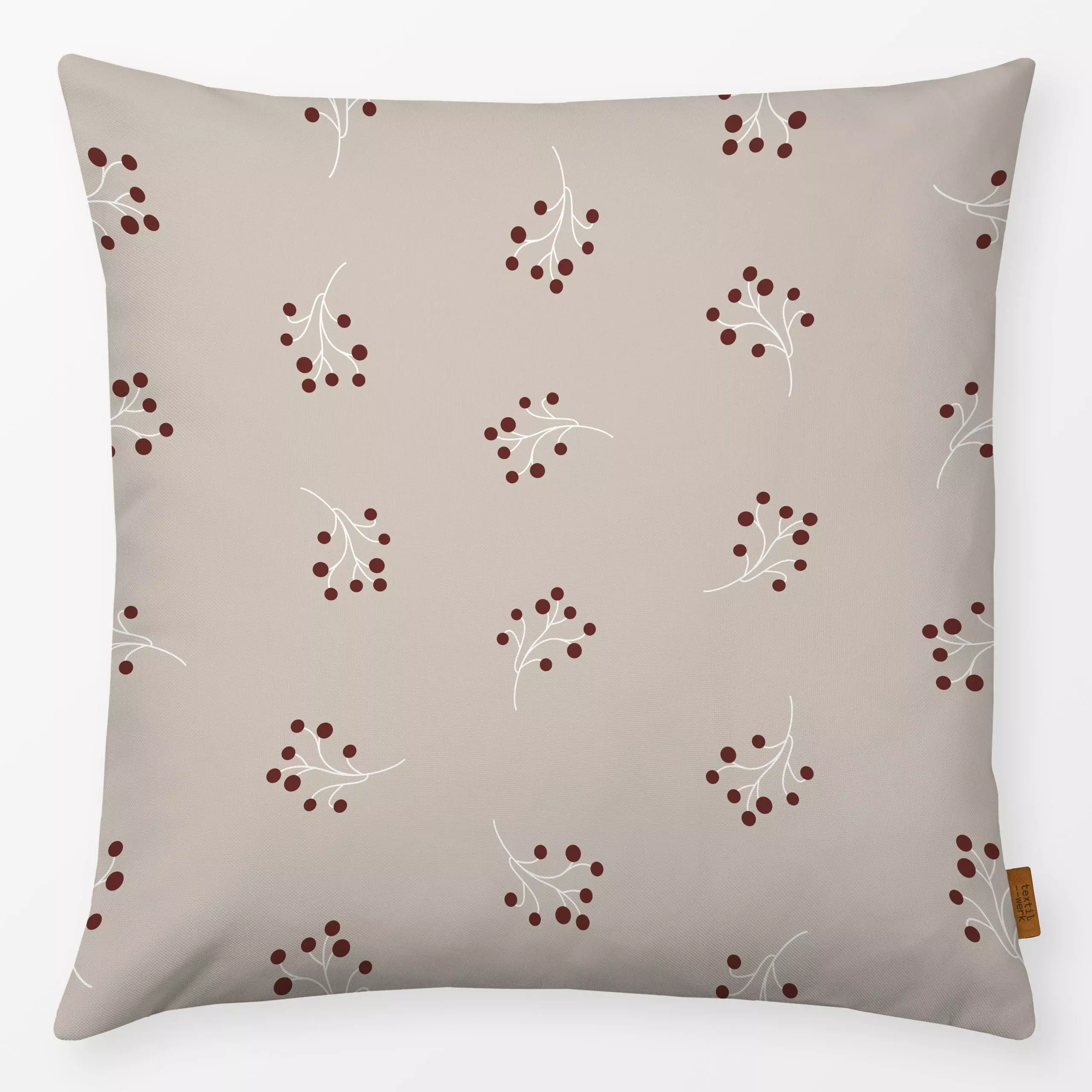 Kissen Winter Berries cream - Blumen & Florales, Weihnachten, Winter - von „Karen Menzenbach"; Natur, Zweige, Beeren, Weihna...