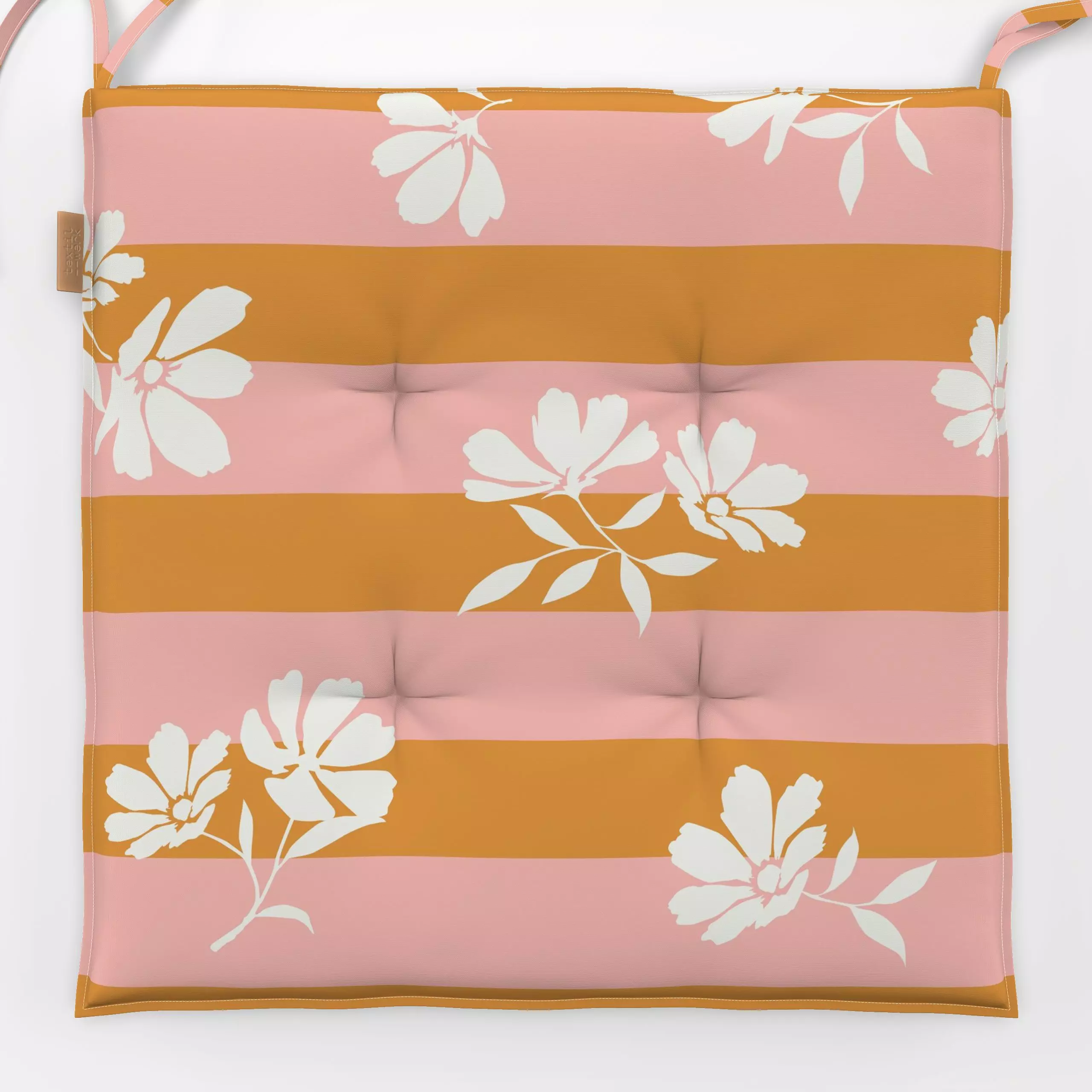 Sitzkissen Blüten gestreift rosa orange - Sommer, Symbole & Muster, Pflanzen & Botanik - von „Katrin Graff"; modern, Cosmea,...
